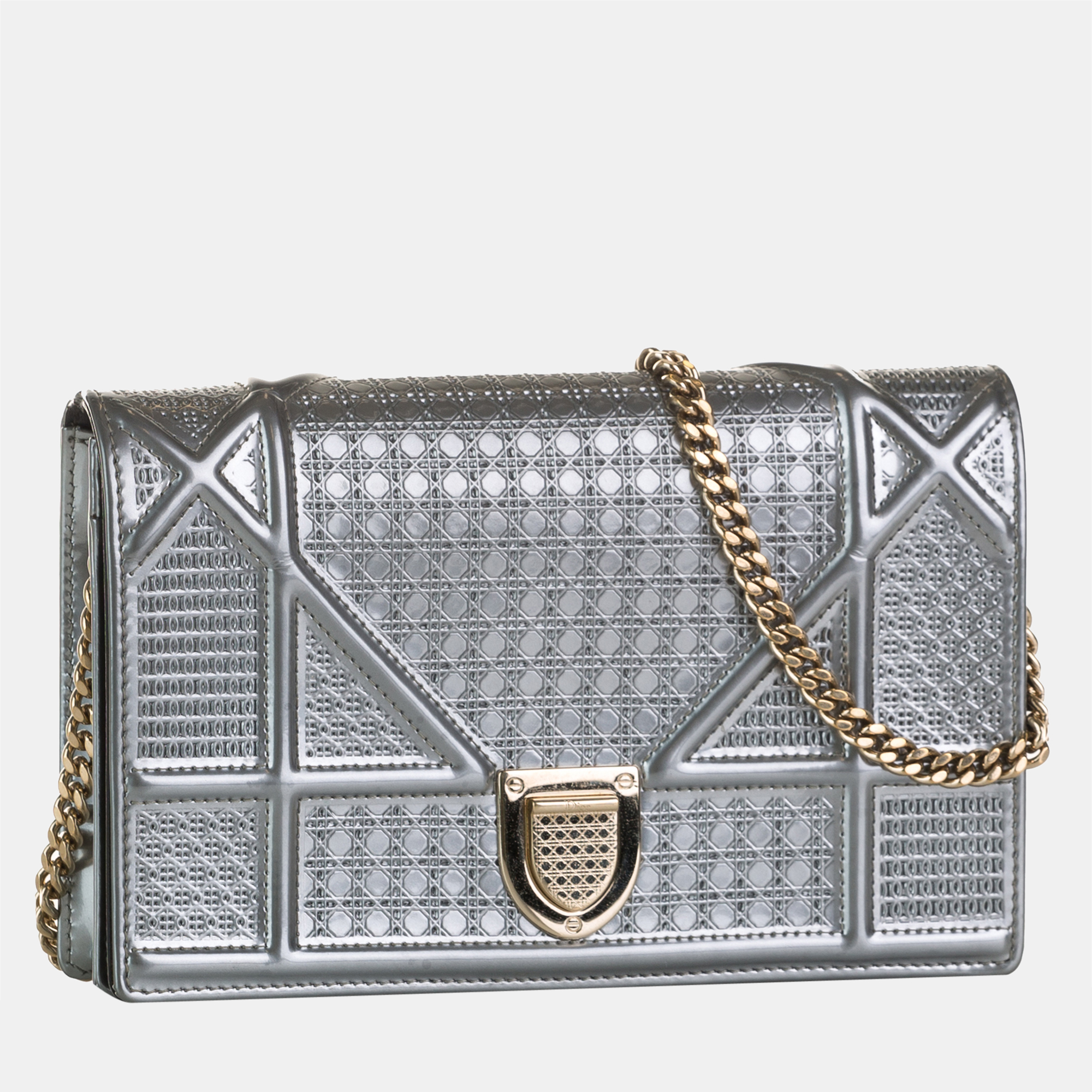 

Dior Silver Microcannage Diorama Wallet on Chain