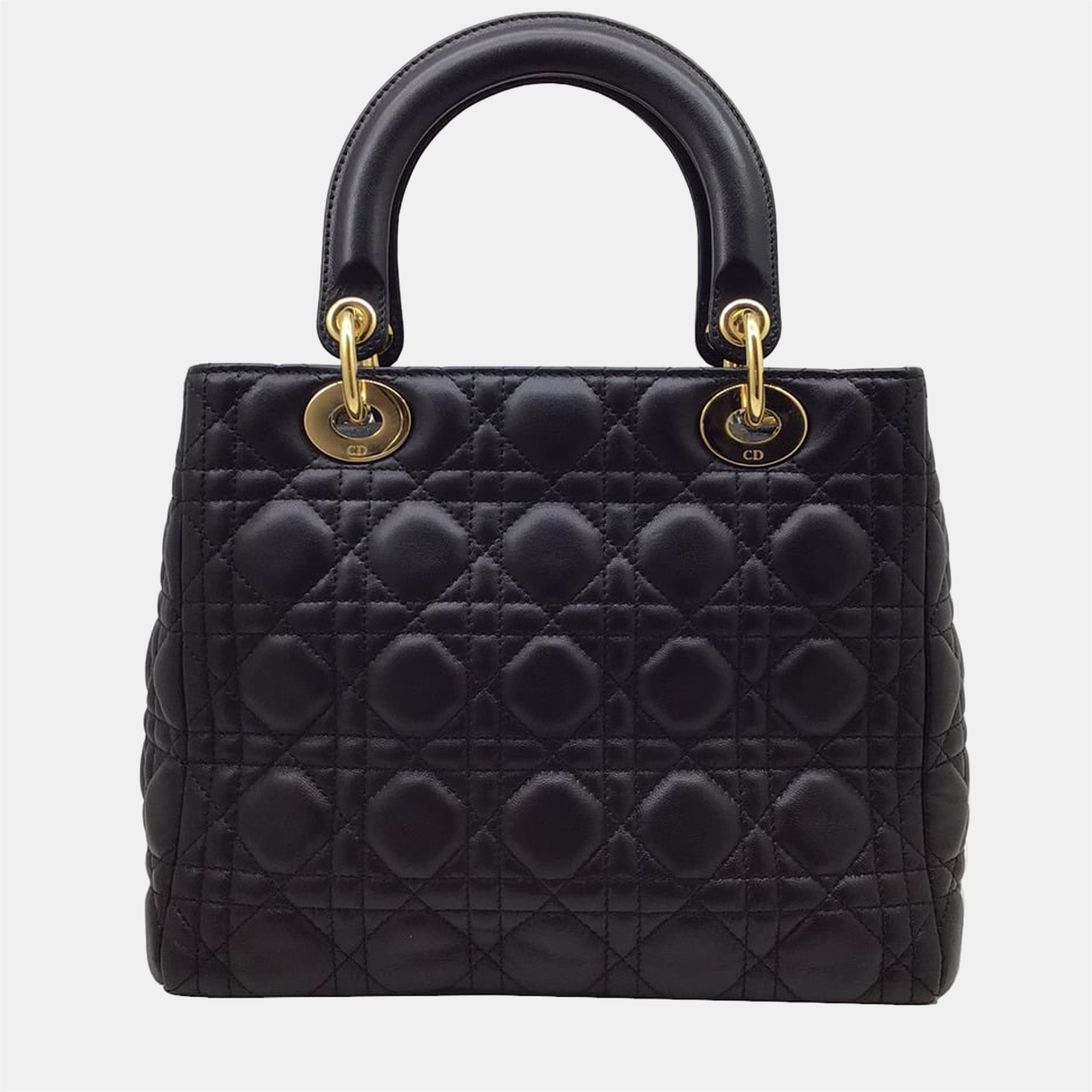 

Dior Black Leather  Lady Dior Top Handle Bags