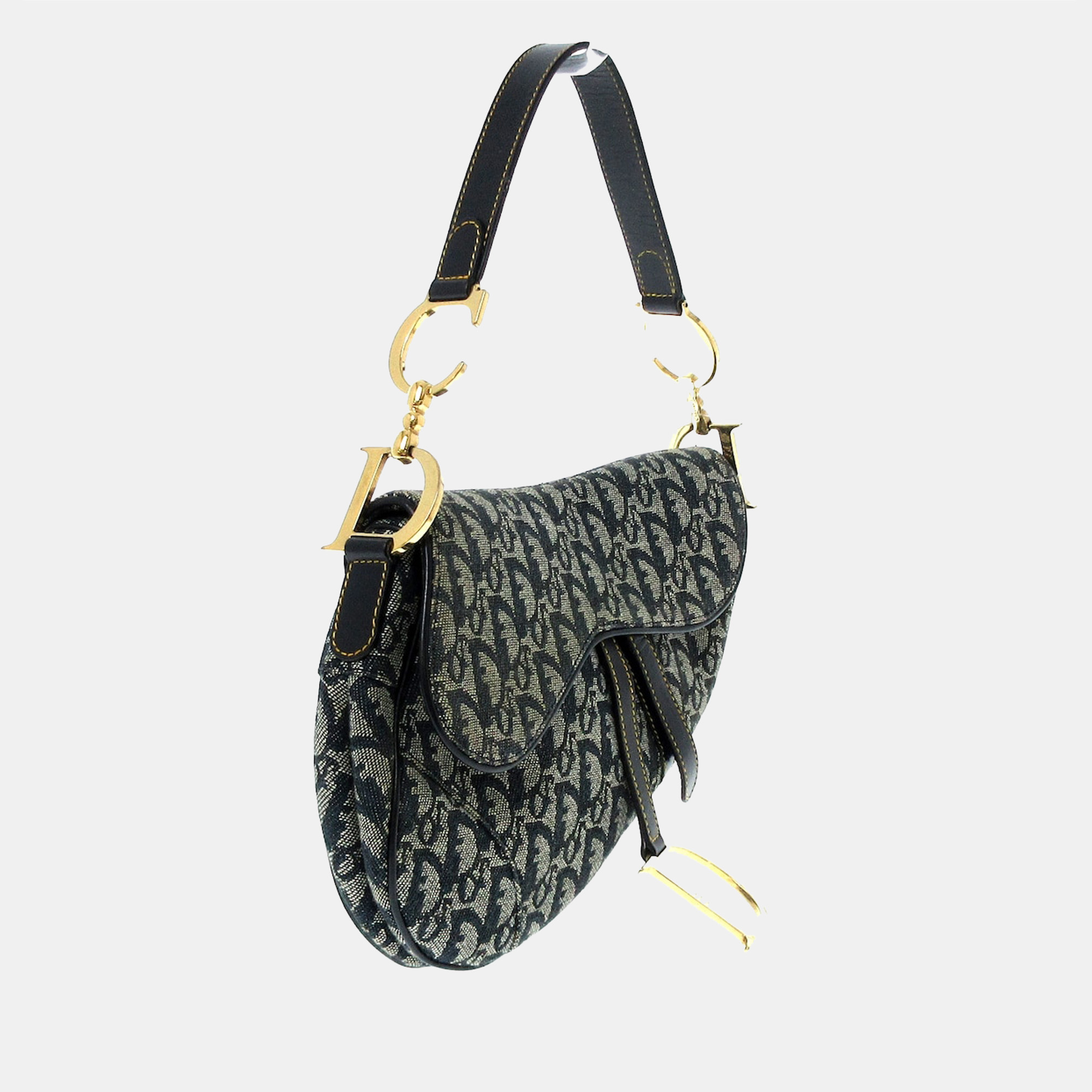 

Dior Blue Oblique Canvas and Leather Mini Saddle Bag