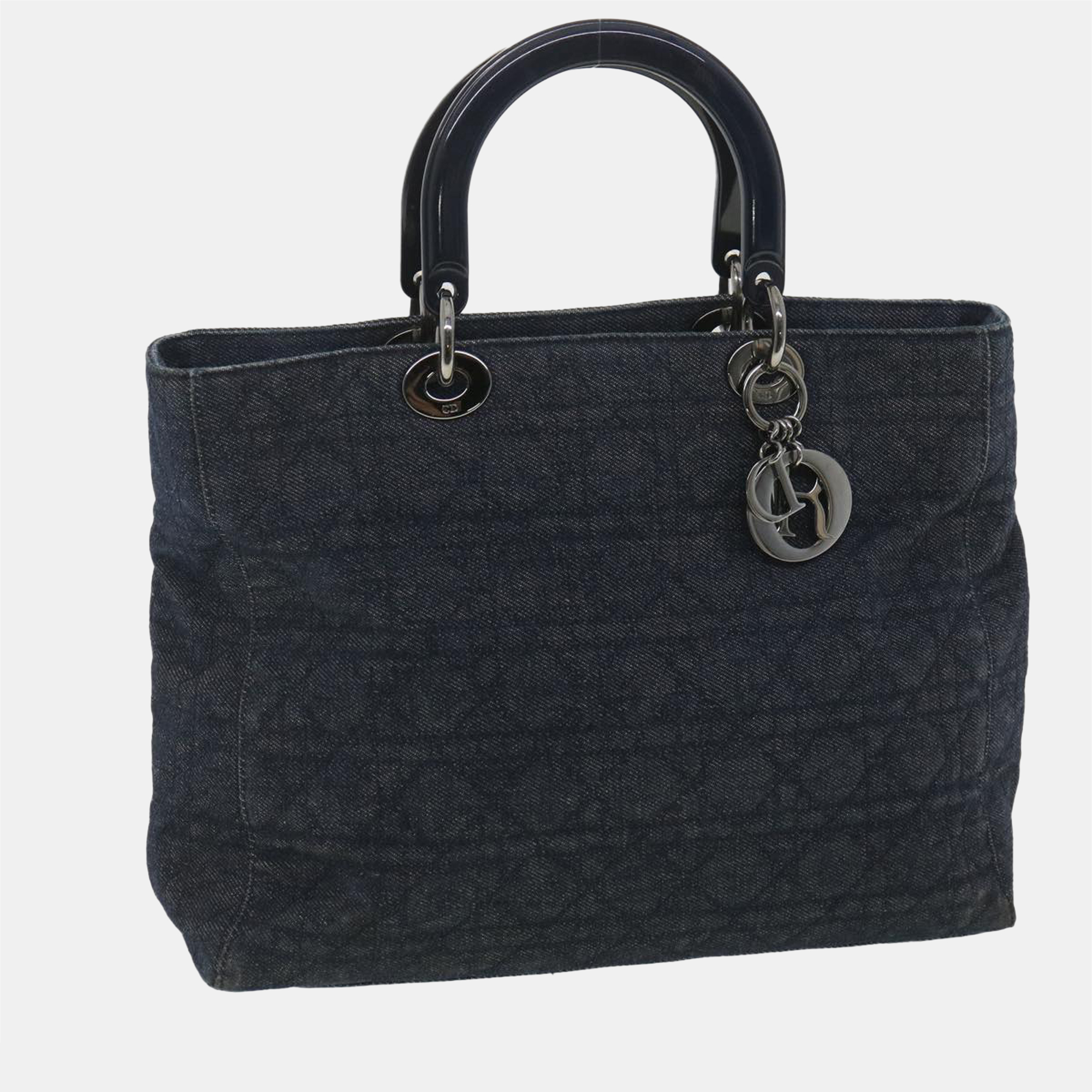 

Dior Navy Blue Cannage Canvas  Lady Dior Tote Bag
