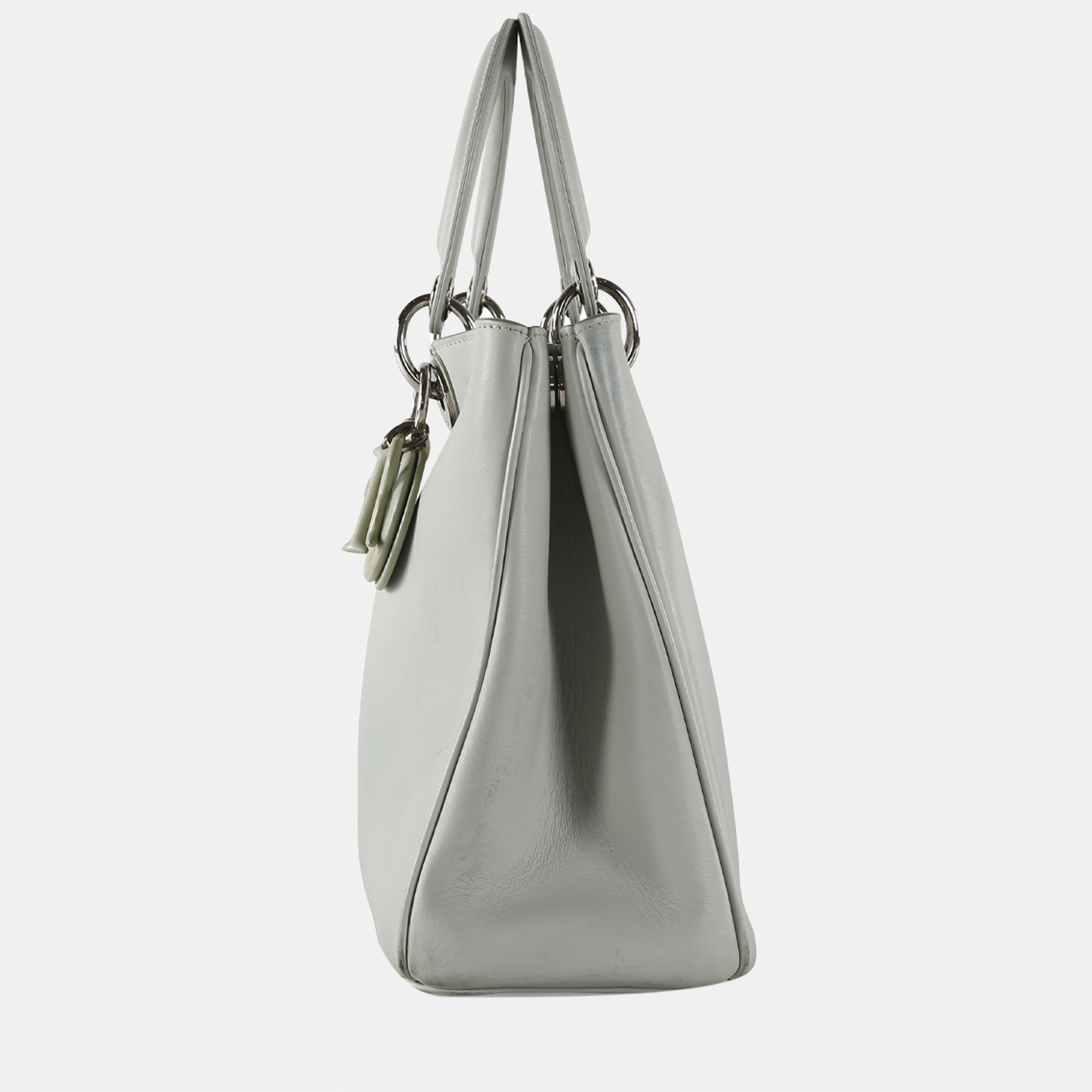 

Christian Dior Light Grey Leather Medium Diorissimo Tote Bag