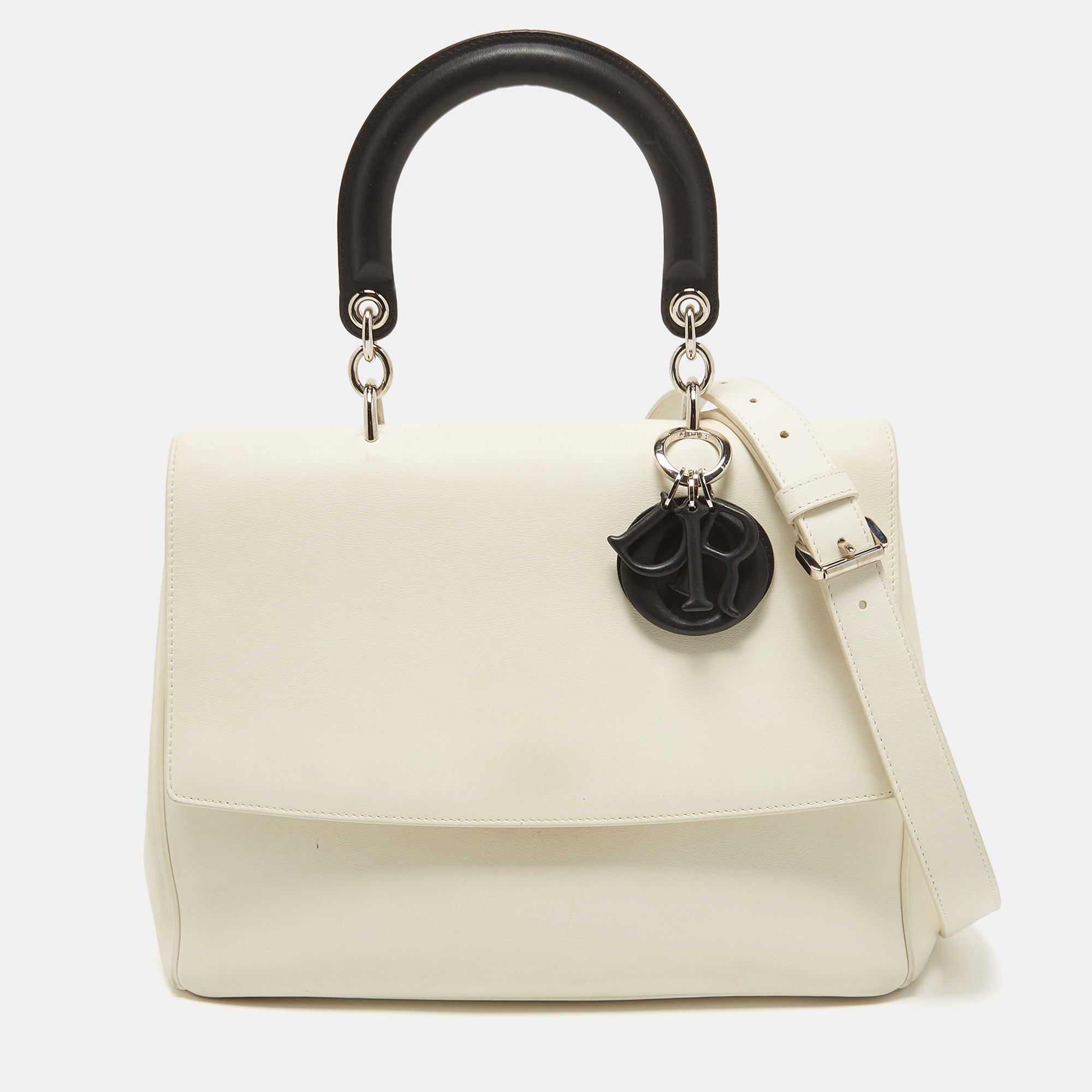 Pre-owned Dior Flap Top Handle Bag In White
