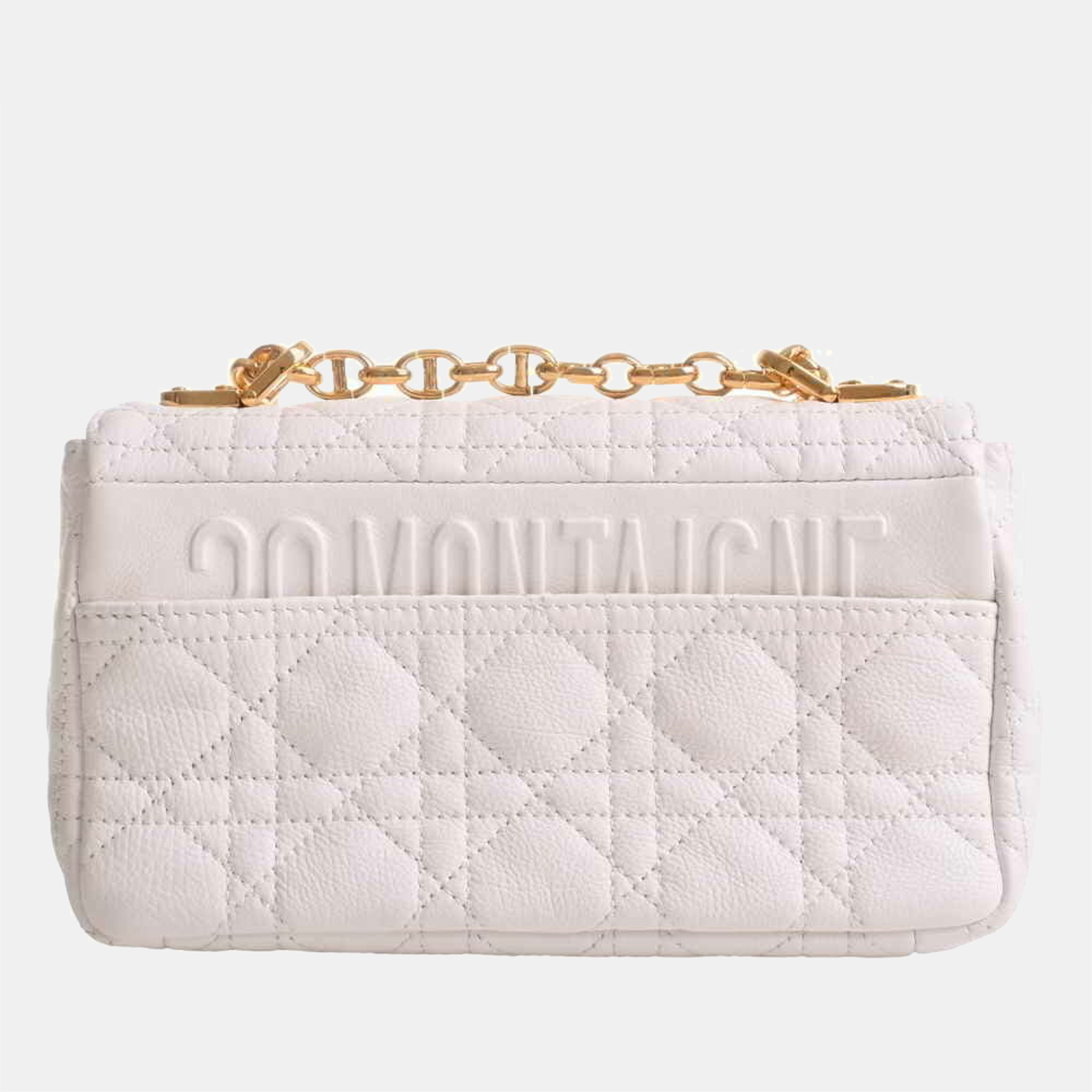

Dior White Leather Cannage Small Caro Shoulder Bag