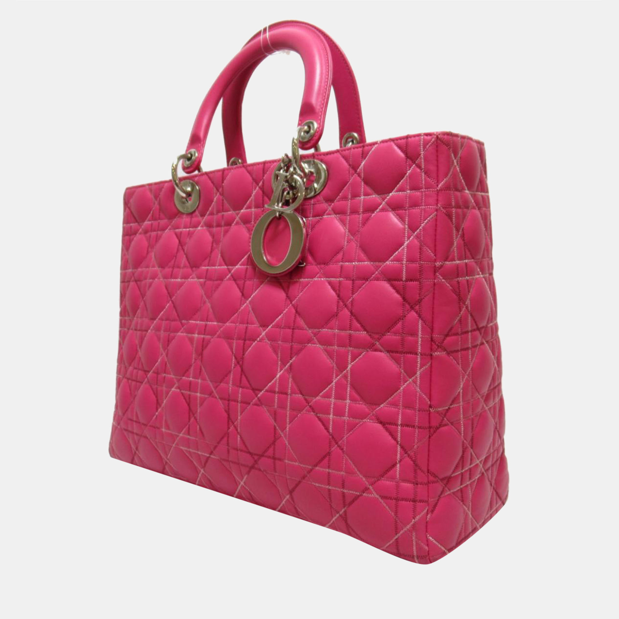 

Dior Pink Quilted Cannage Leather Large Lady Dior Tote Bag