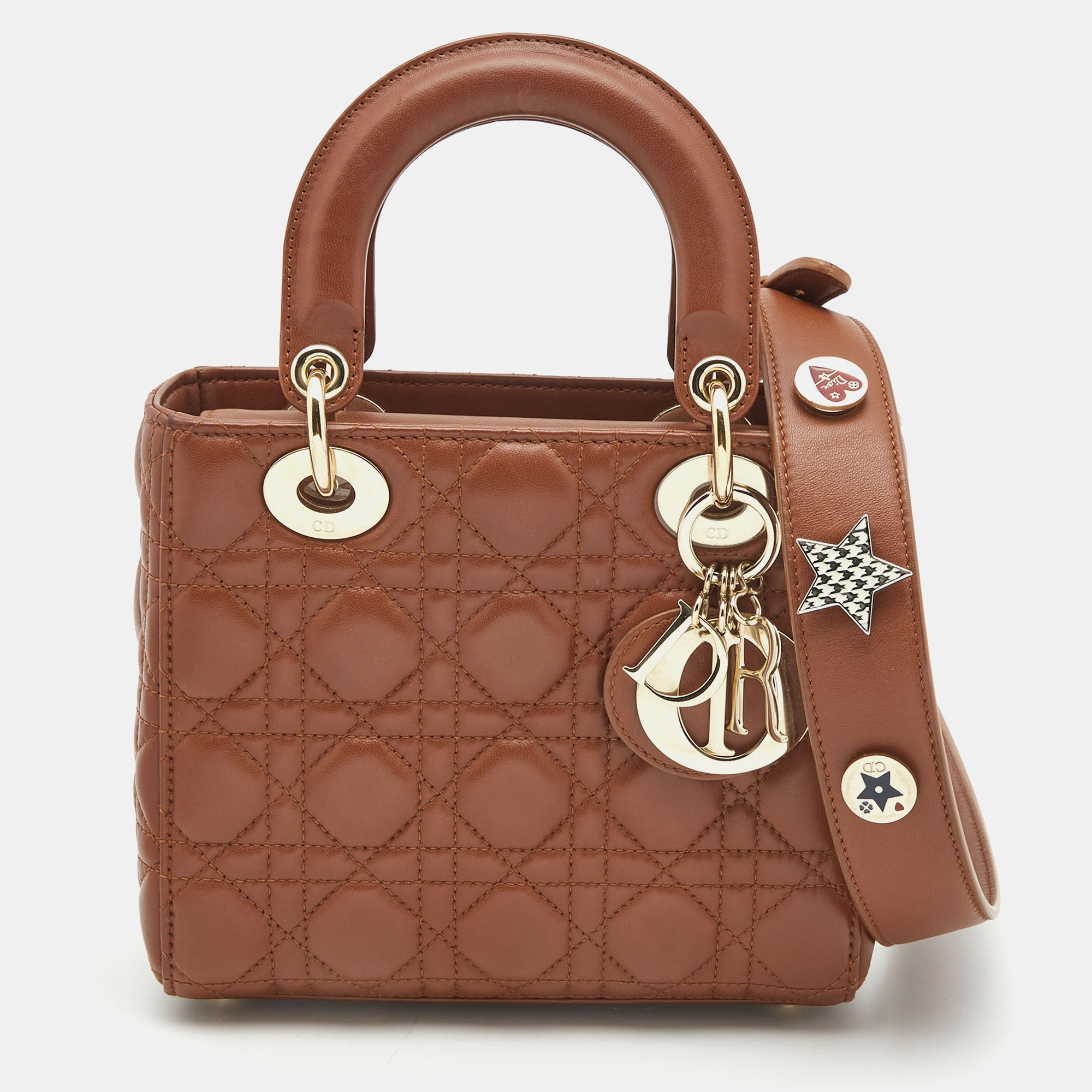 Dior Brown Cannage Leather Small My ABCDior Lady Dior Tote