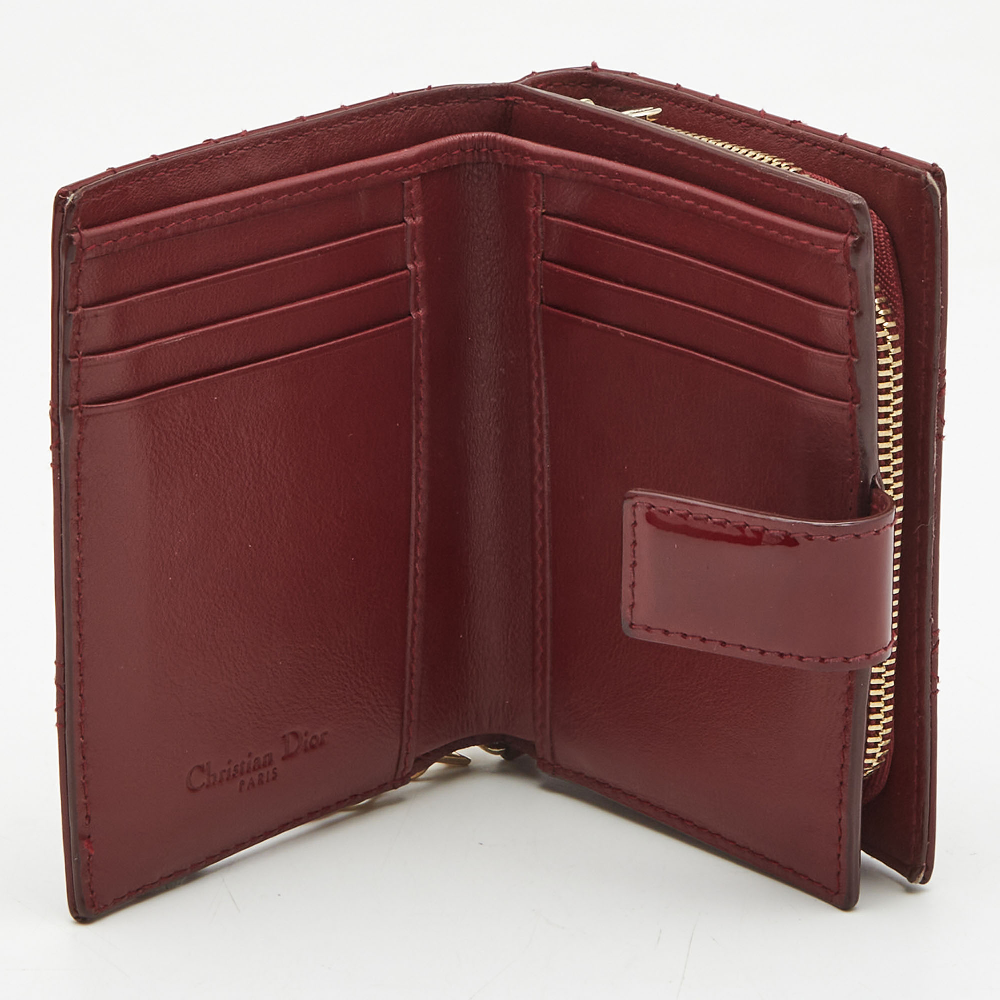 

Dior Red Cannage Patent Leather Lady Dior French Wallet