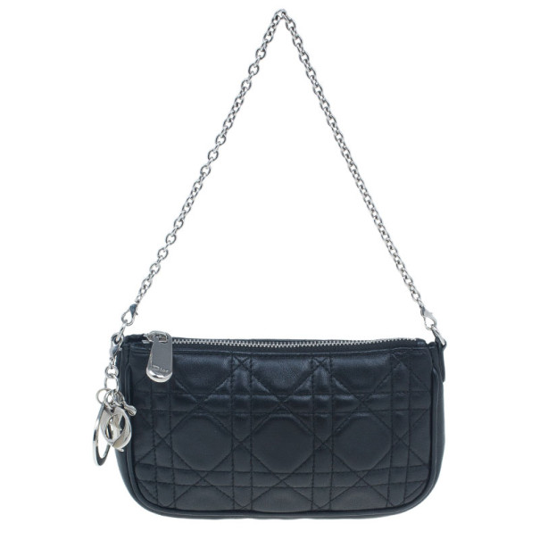 مملوكة مسبقًا Dior Black Lambskin Cannage Pochette