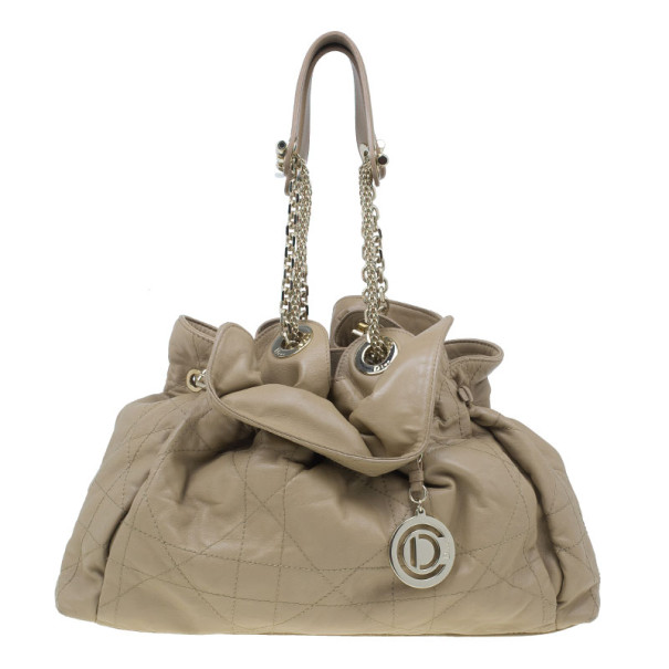 Pre Owned Dior Beige Lambskin Cannage Le Trente Hobo