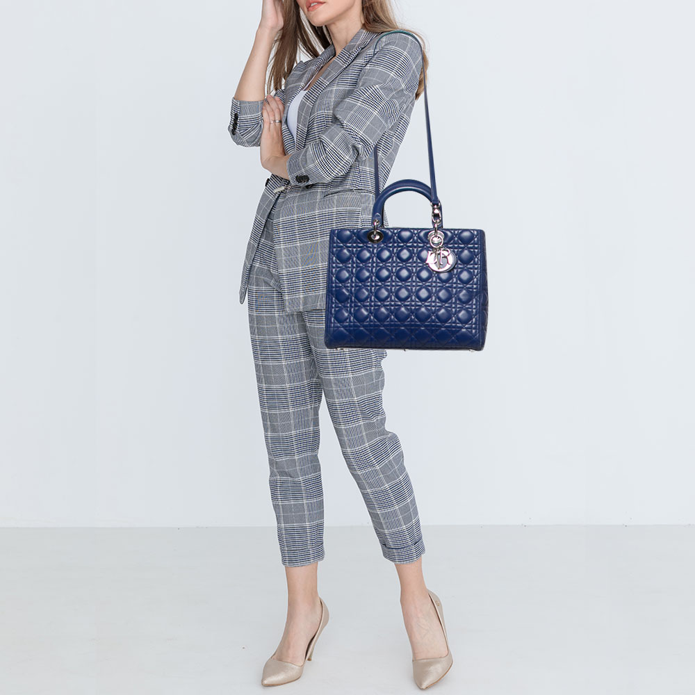 

Dior Blue Cannage Leather Large Lady Dior Tote