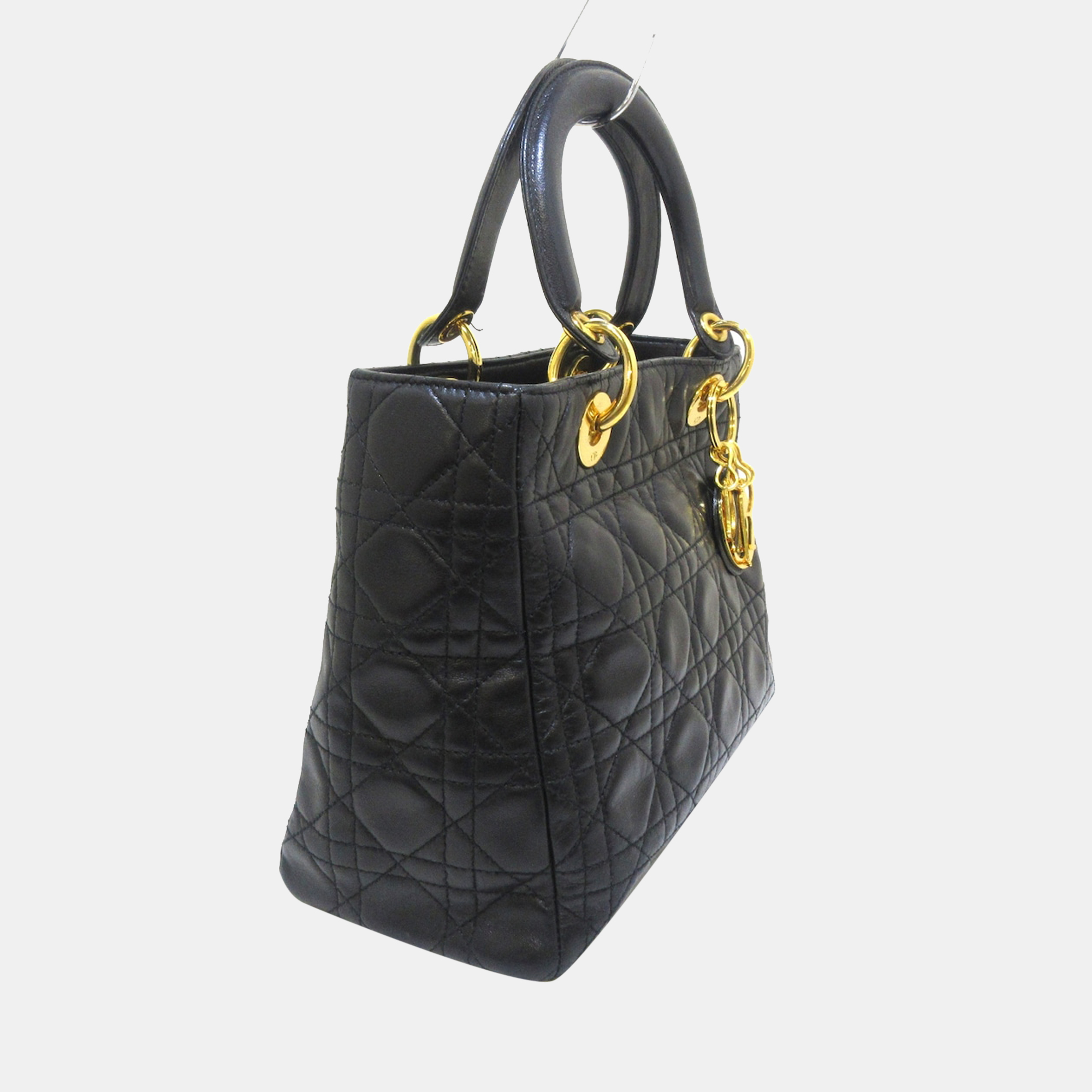 

Dior Black Calf Leather  Lady Dior Tote Bag