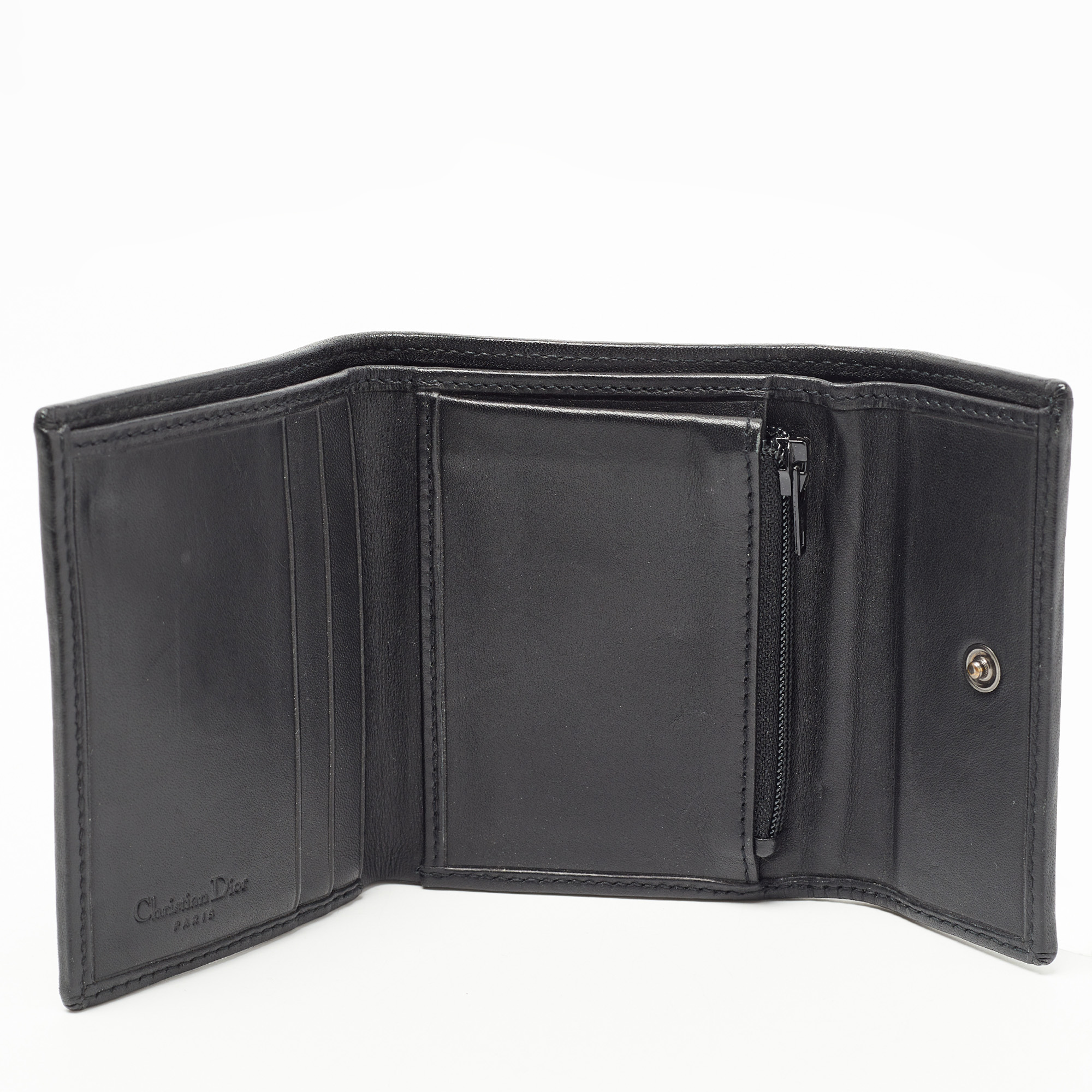 

Dior Black Oblique Canvas and Leather Trifold Compact Wallet