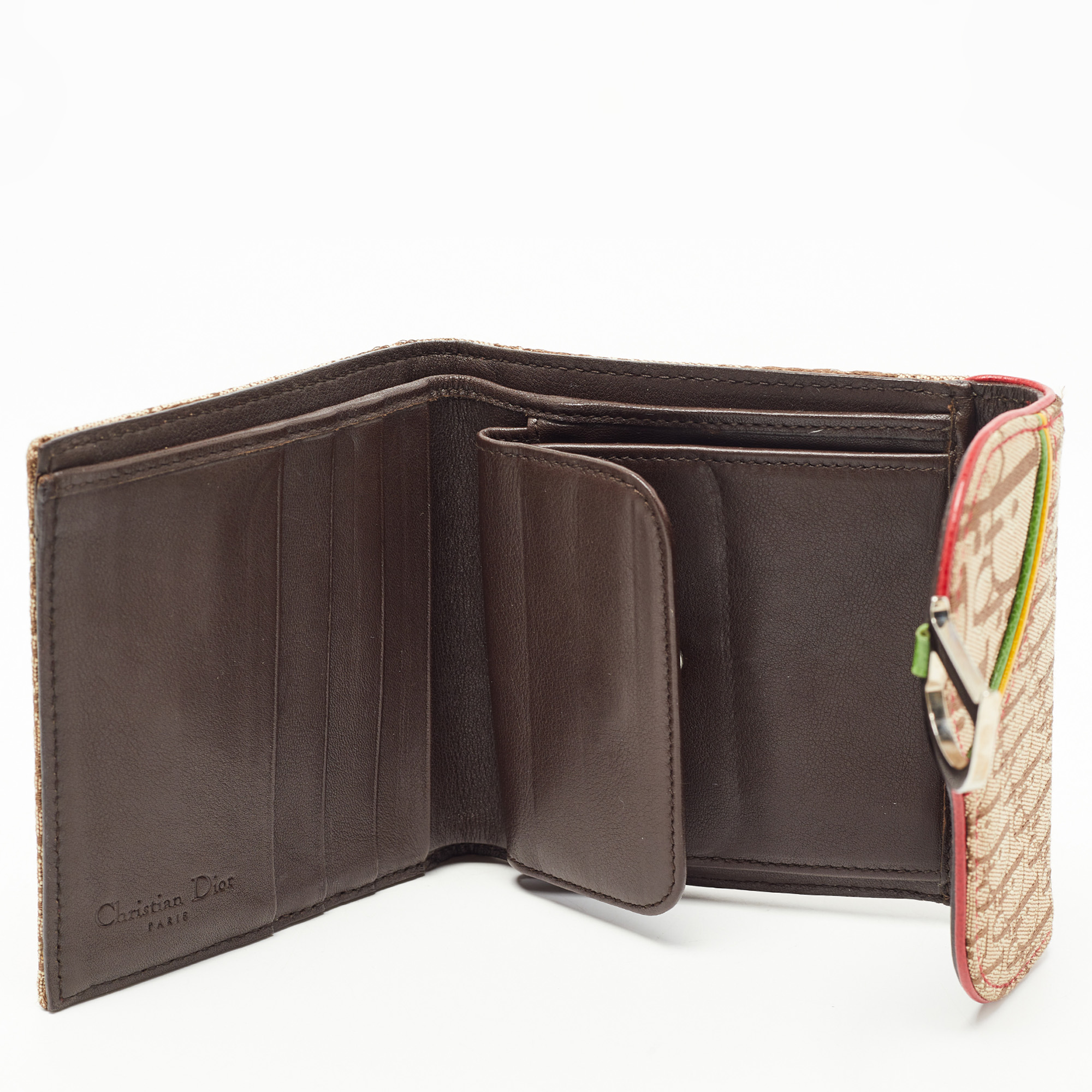 

Dior Beige Oblique Canvas Rasta Saddle Compact Wallet