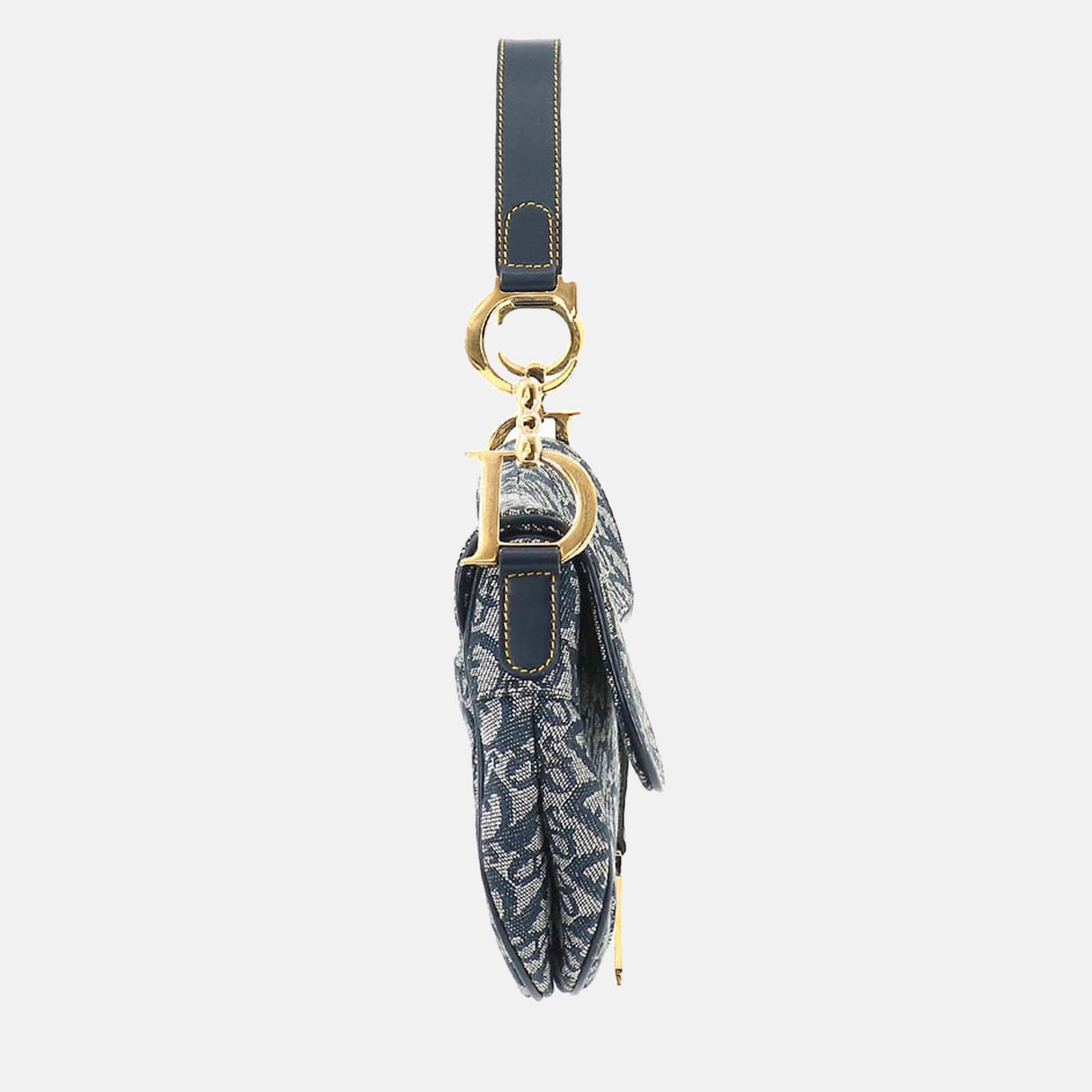 

Dior Navy Blue Canvas Oblique Saddle Shoulder Bag