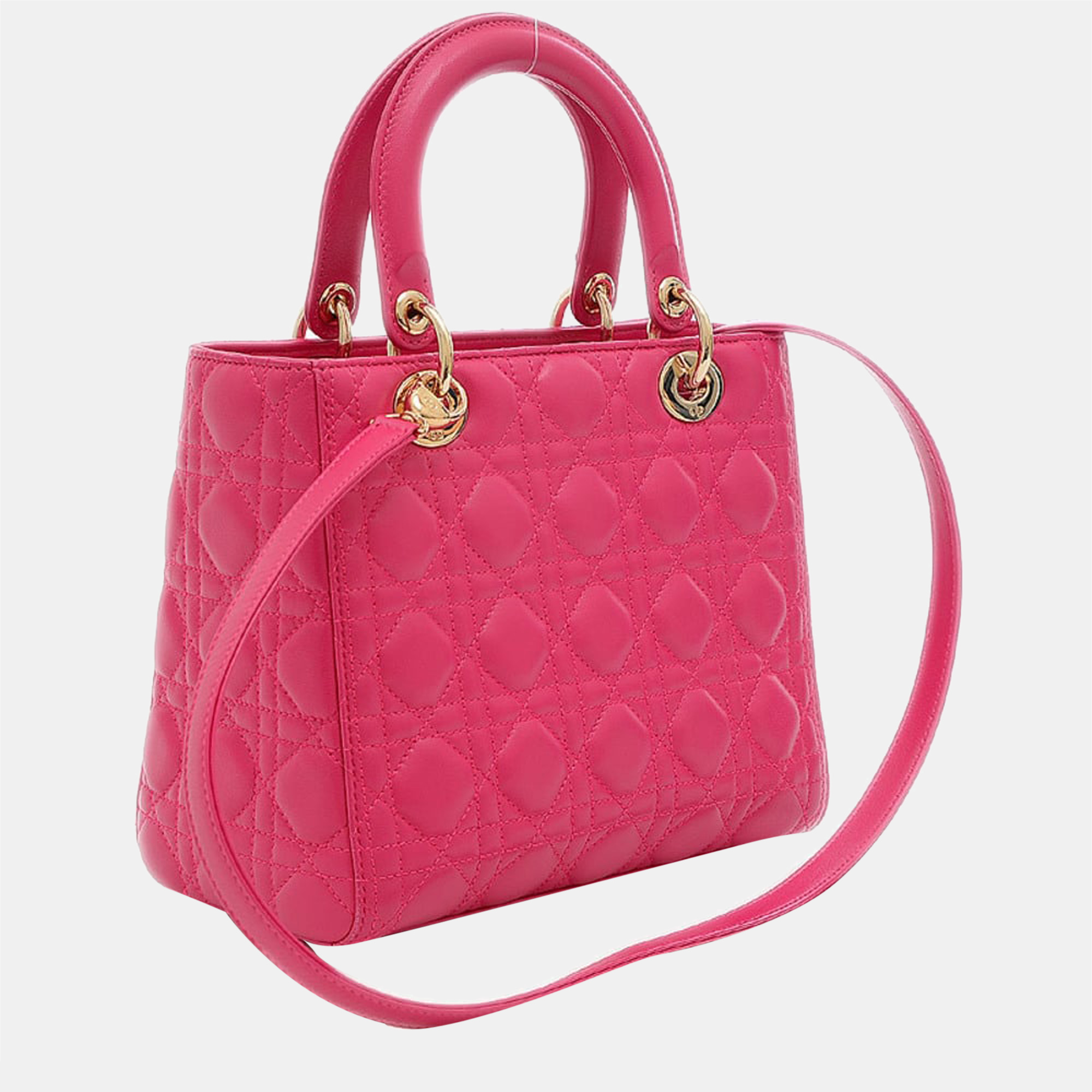 

Christian Dior Pink Cannage Lambskin Leather Lady Dior  Bag