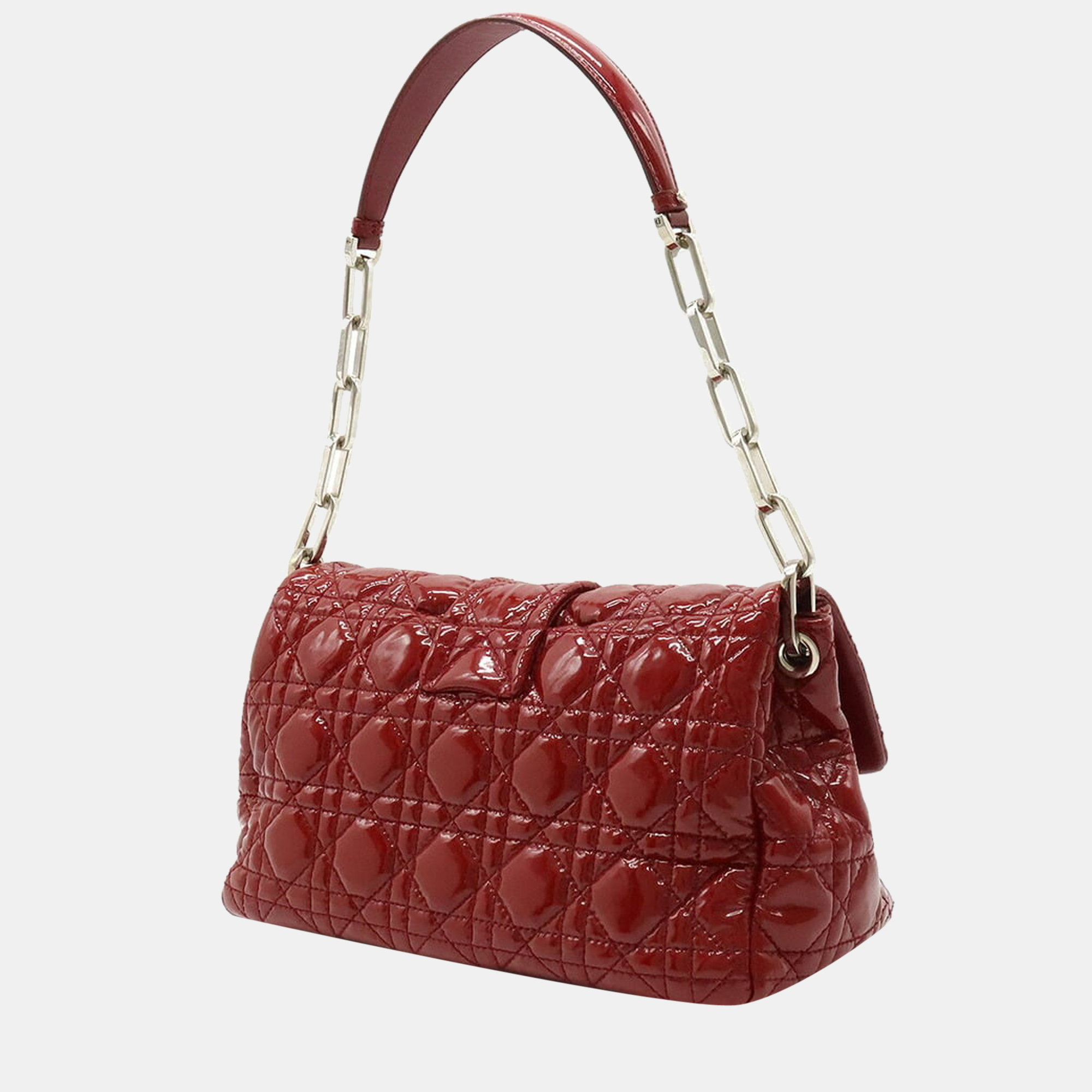 

Christian Dior red patent leather canage shoulder bag