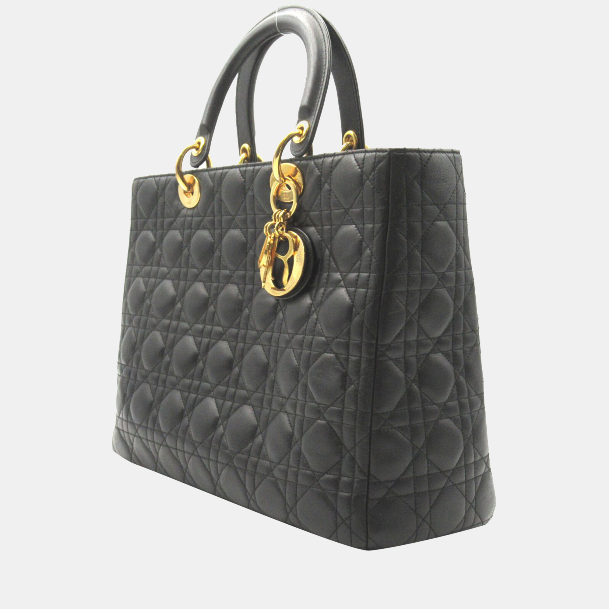 

Dior Black Cannage Leather Large Lady Dior Tote Bag