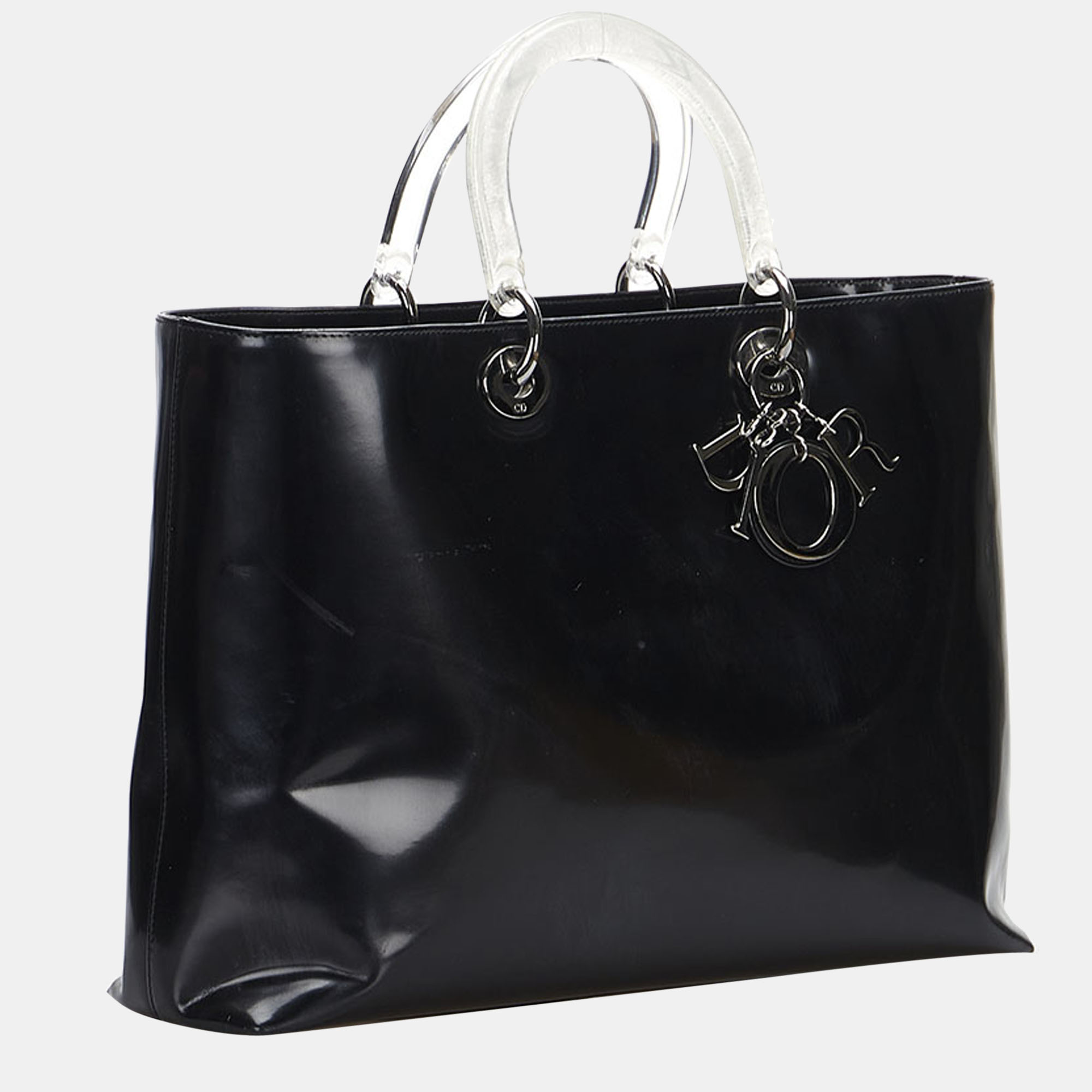 

Dior Black Leather Lady Dior Tote Bag