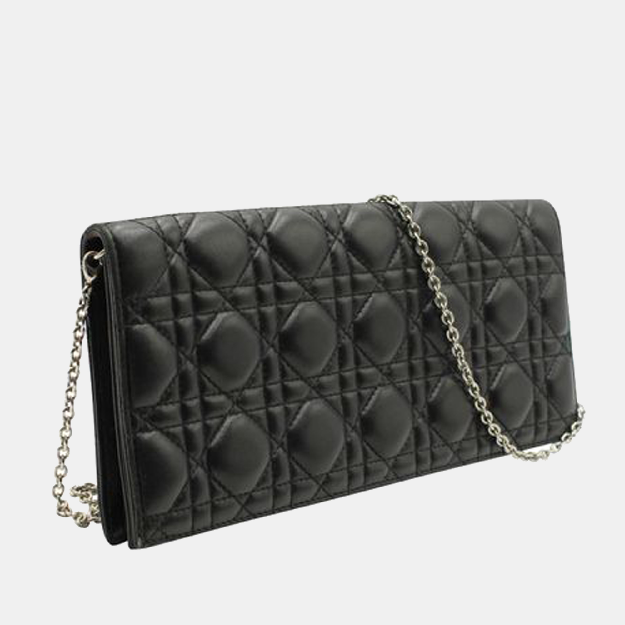 

Dior Black Leather Cannage Wallet On Chain