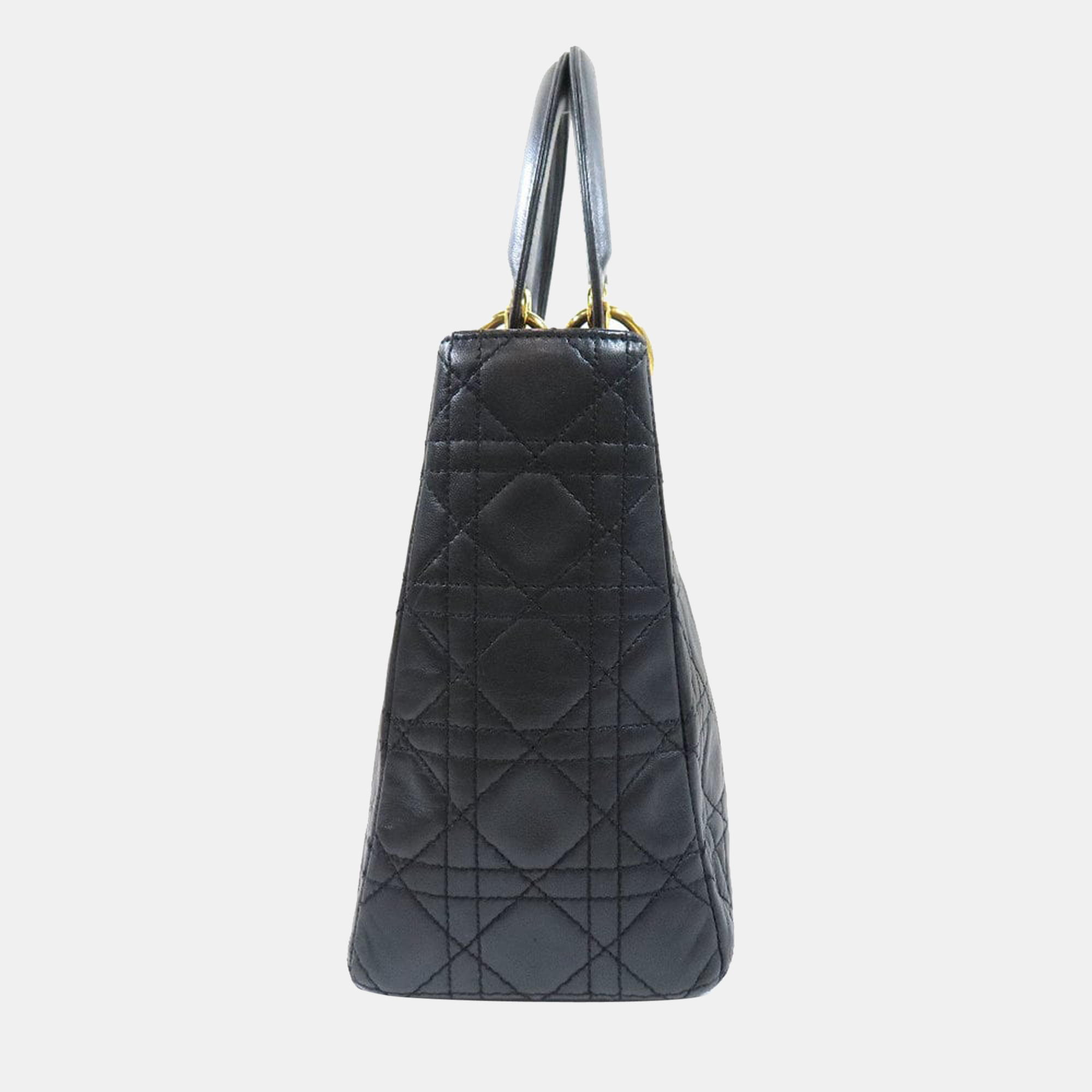 

Dior Black Lambskin Leather  Lady Dior Tote Bag