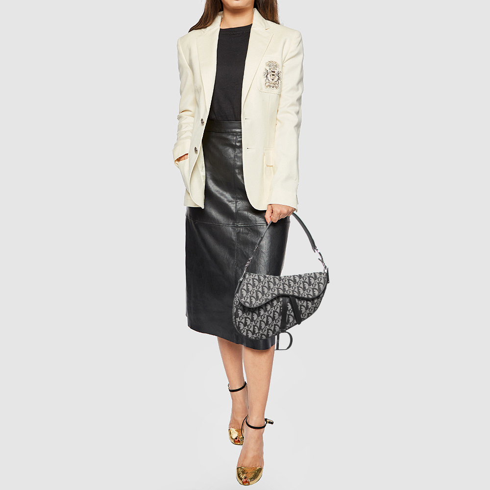 

Dior Black Oblique Canvas and Leather Saddle Bag