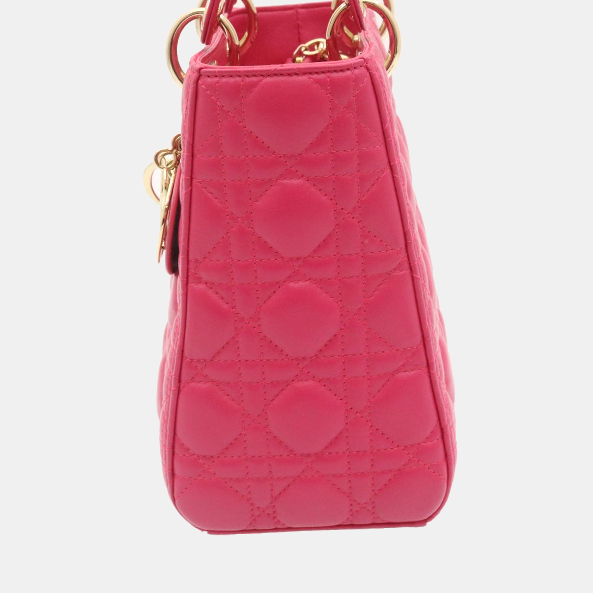 

Dior Fuchsia Cannage Leather Lady Dior  handbag, Pink