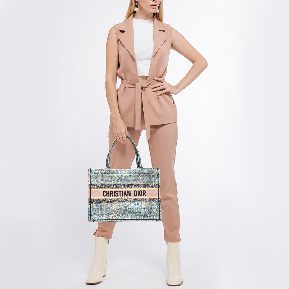 

Dior Multicolor Embroidered Lurex Fabric Book Tote