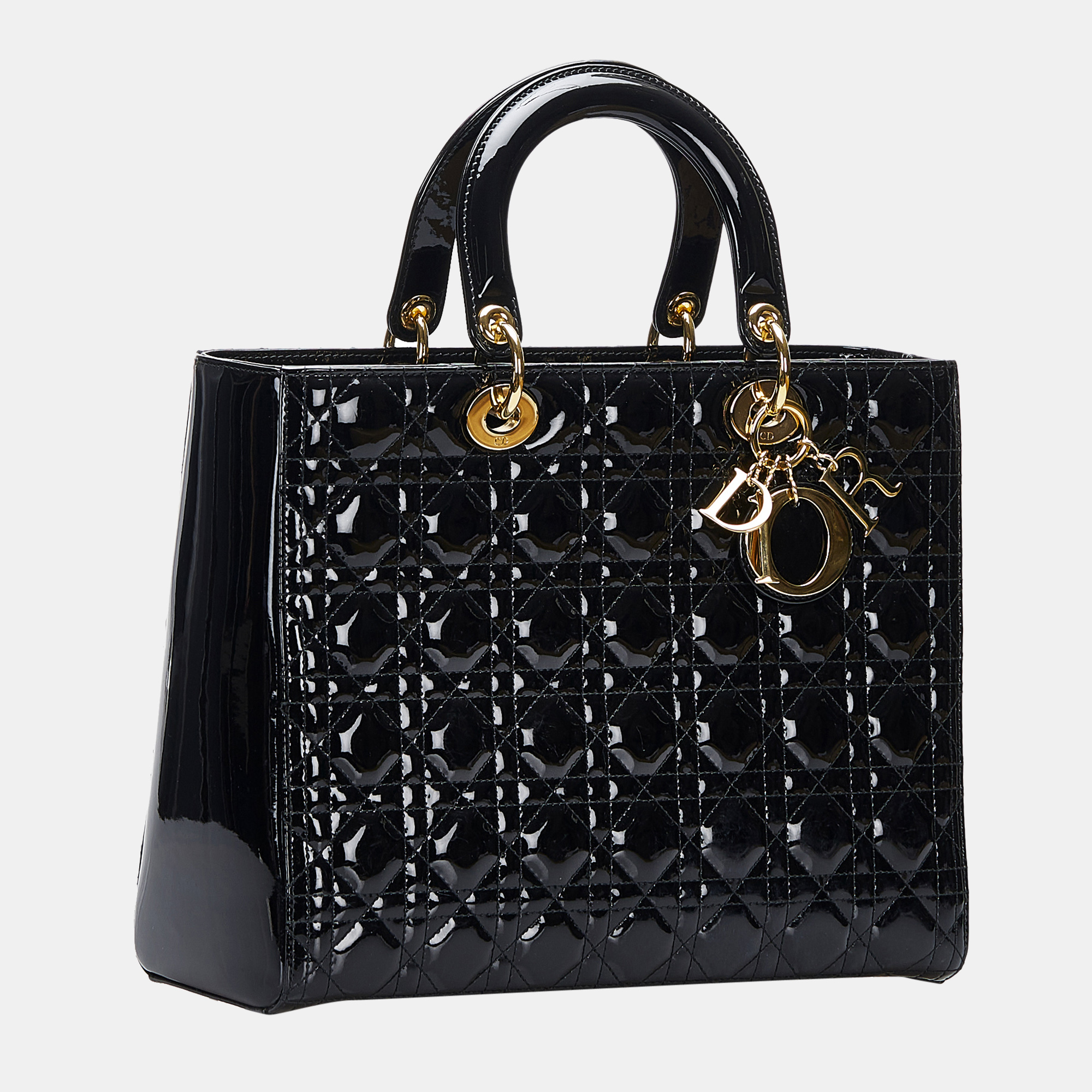 

Dior Black Large Cannage Patent Lady Dior