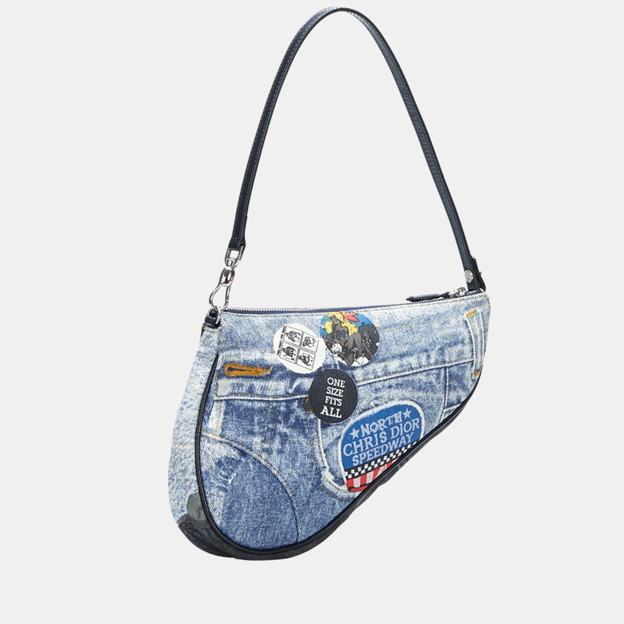 

Dior Blue/Black Denim Saddle Shoulder Bag