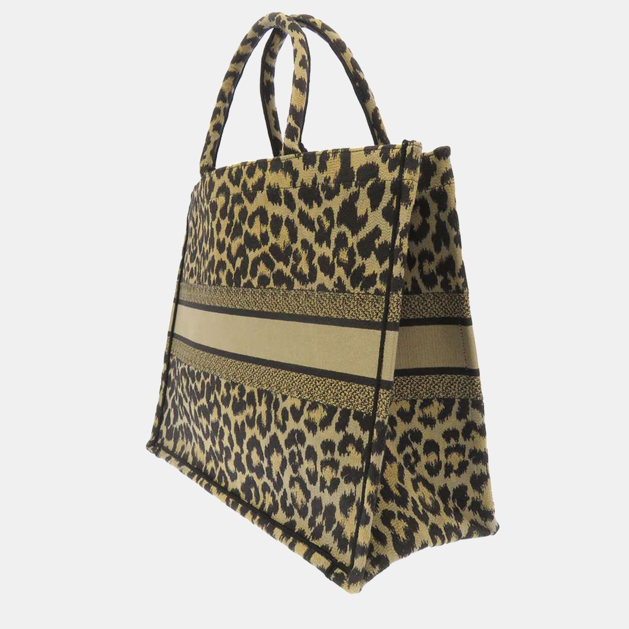 

Dior Beige Leopard Canvas Large Mizza Book Tote Bag