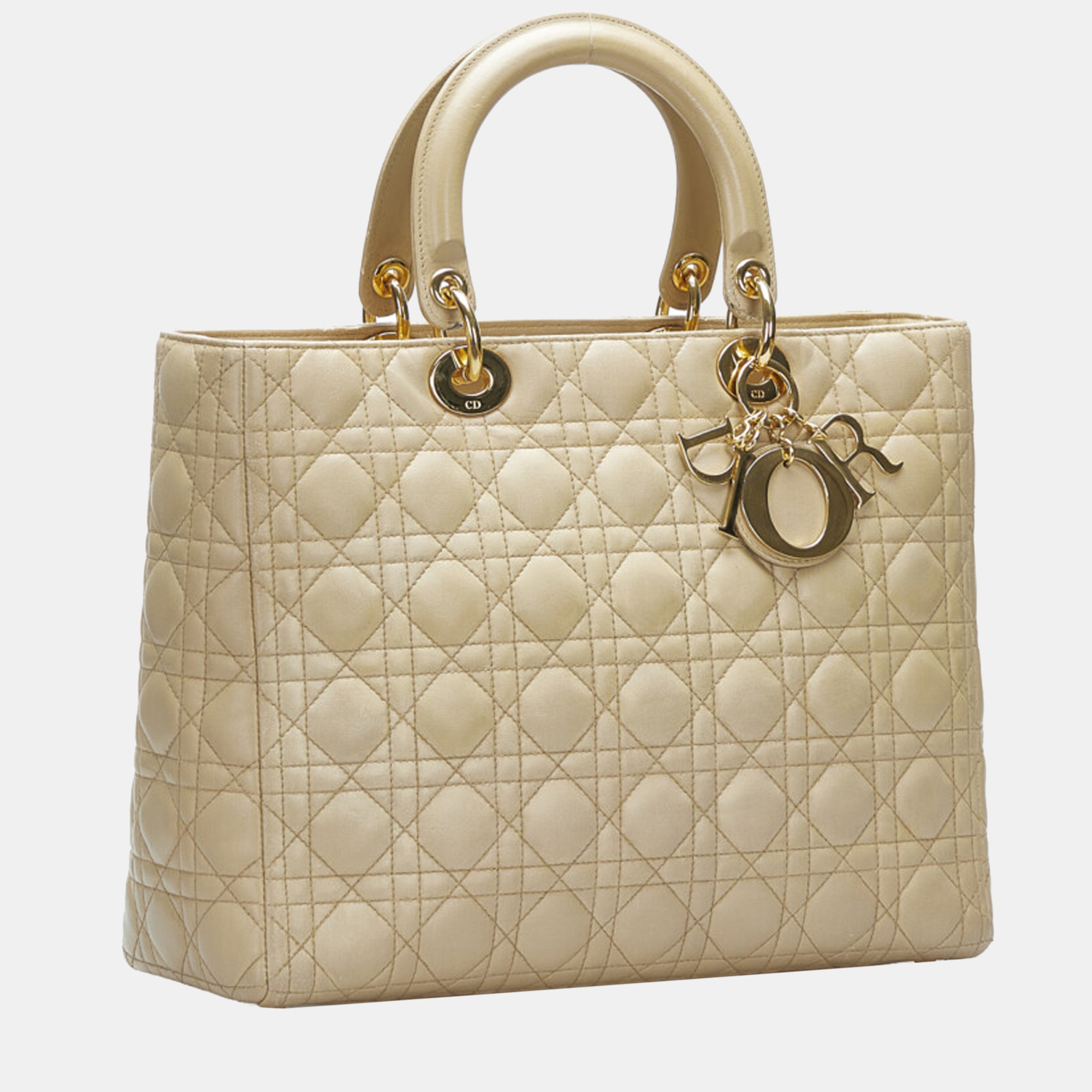 

Dior Beige Cannage Leather Large Lady Dior Tote Bag