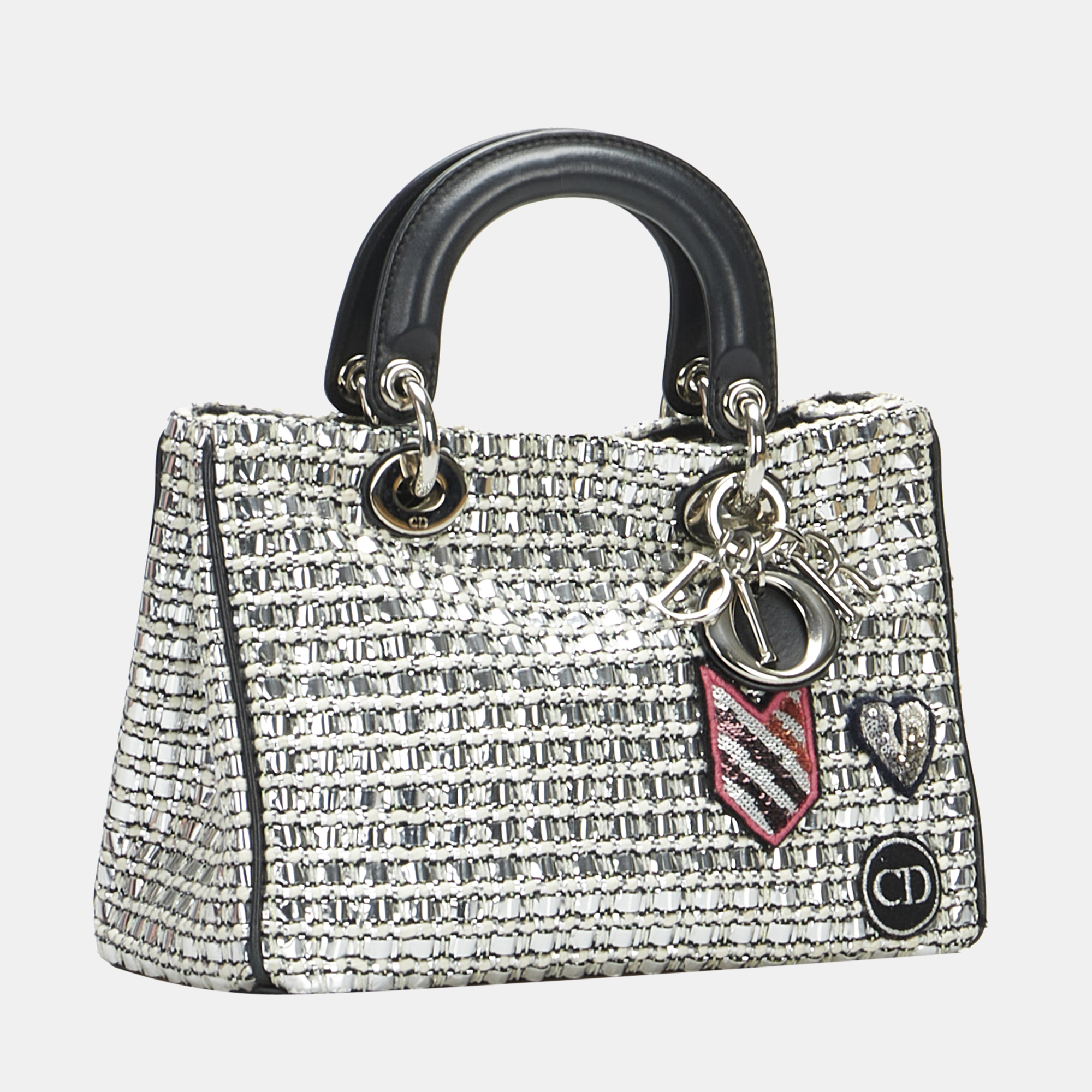 

Dior Multicolor/Silver Lady Dior Patchwork Metallic Satchel