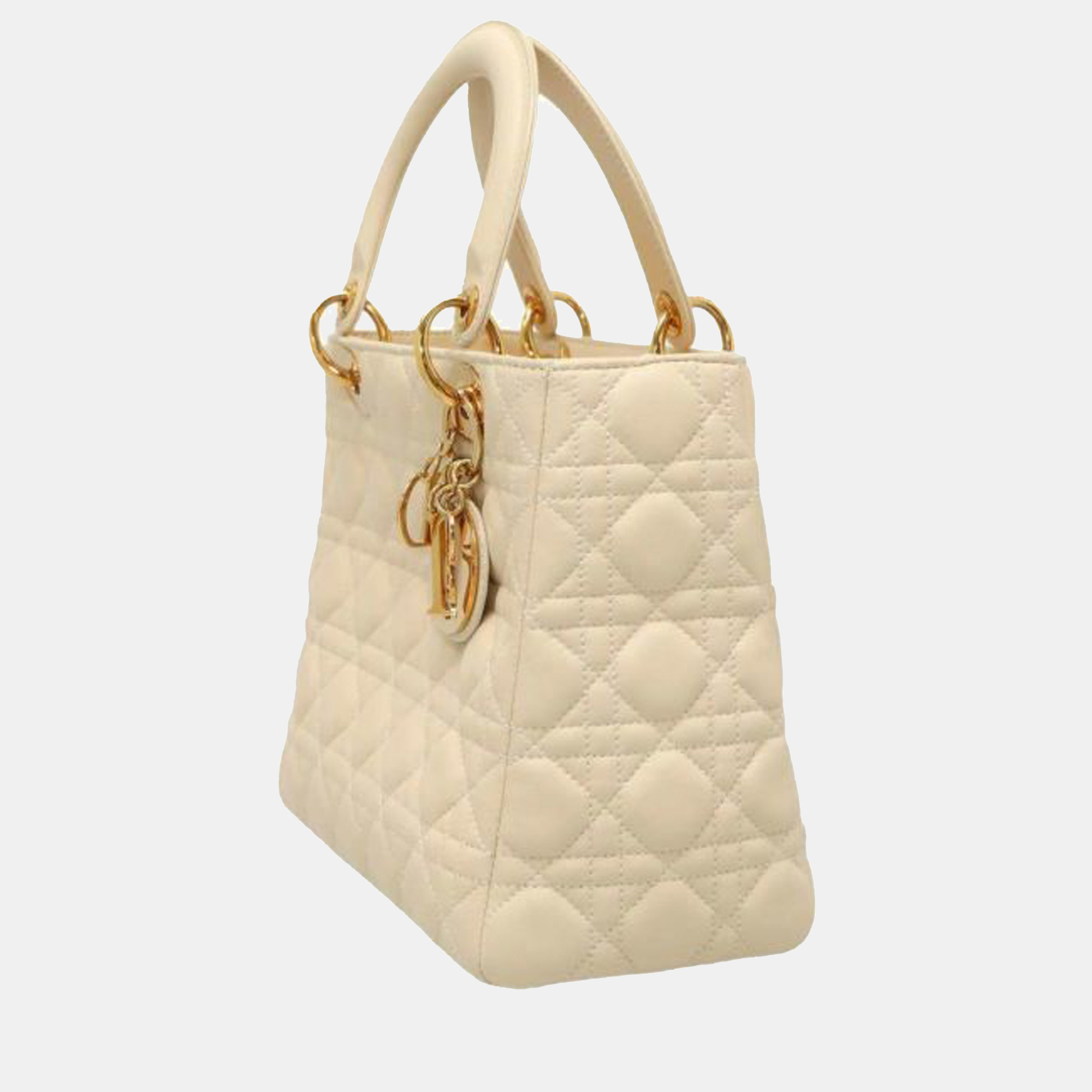 

Dior Medium Cannage Lambskin Lady Dior, Cream