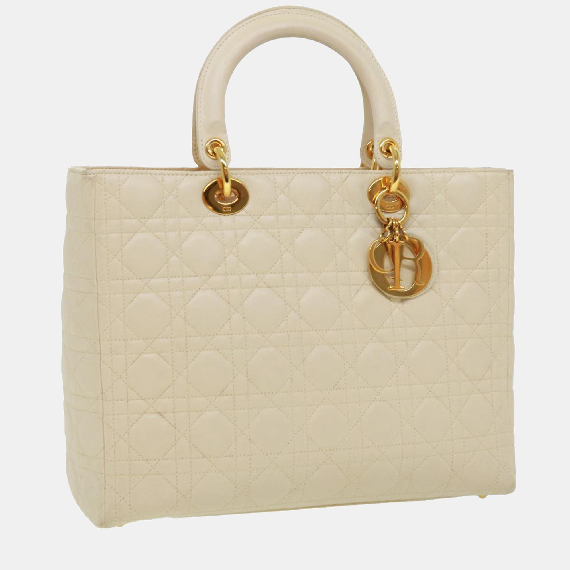 

Dior Cream Cannage Leather Large Lady Dior Tote Bag