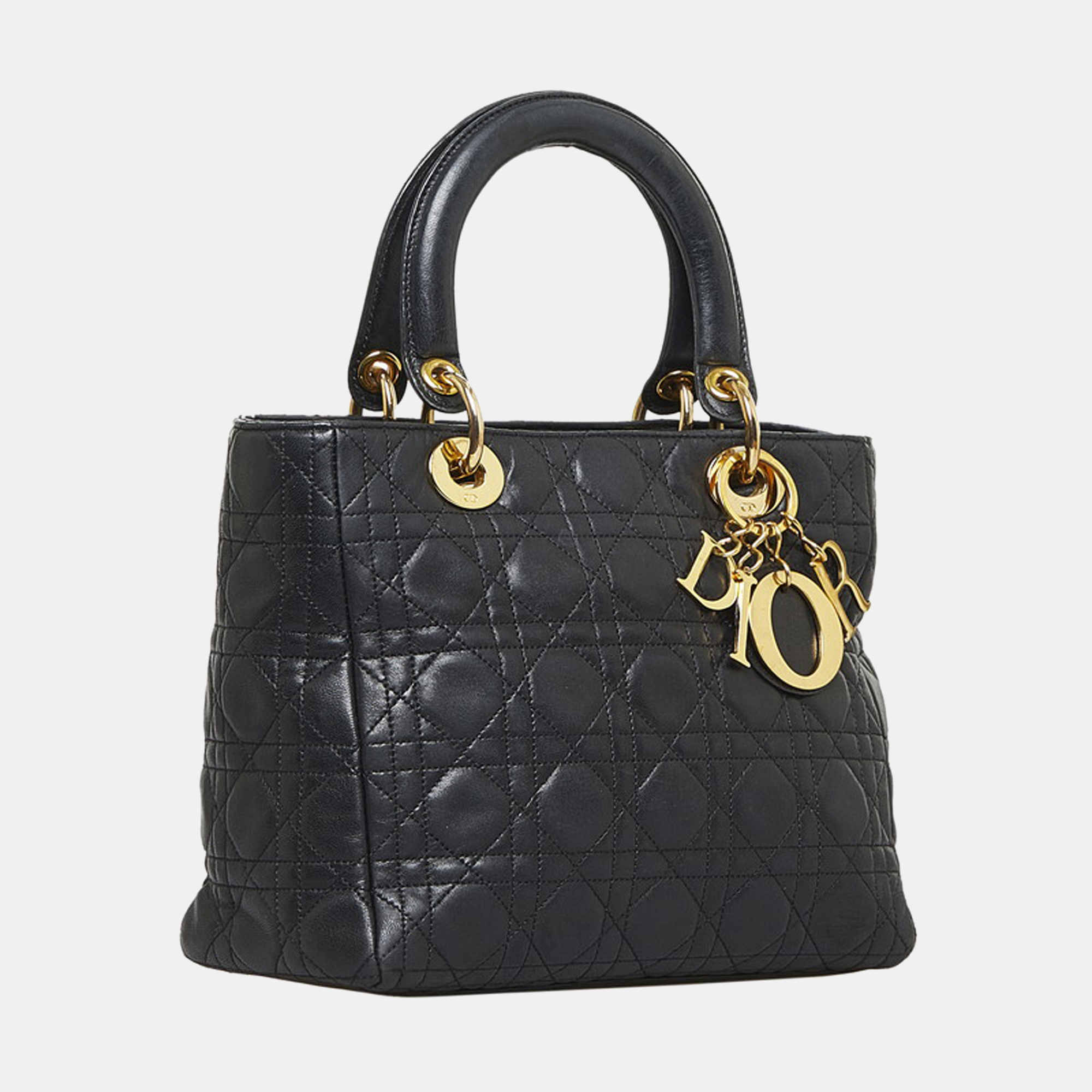 

Dior Black Cannage Leather Medium Lady Dior Tote Bag
