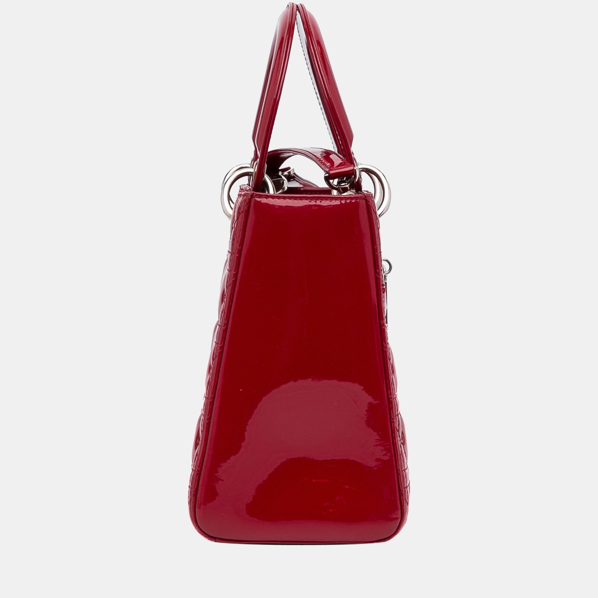 

Dior Red Medium Patent Cannage Lady Dior