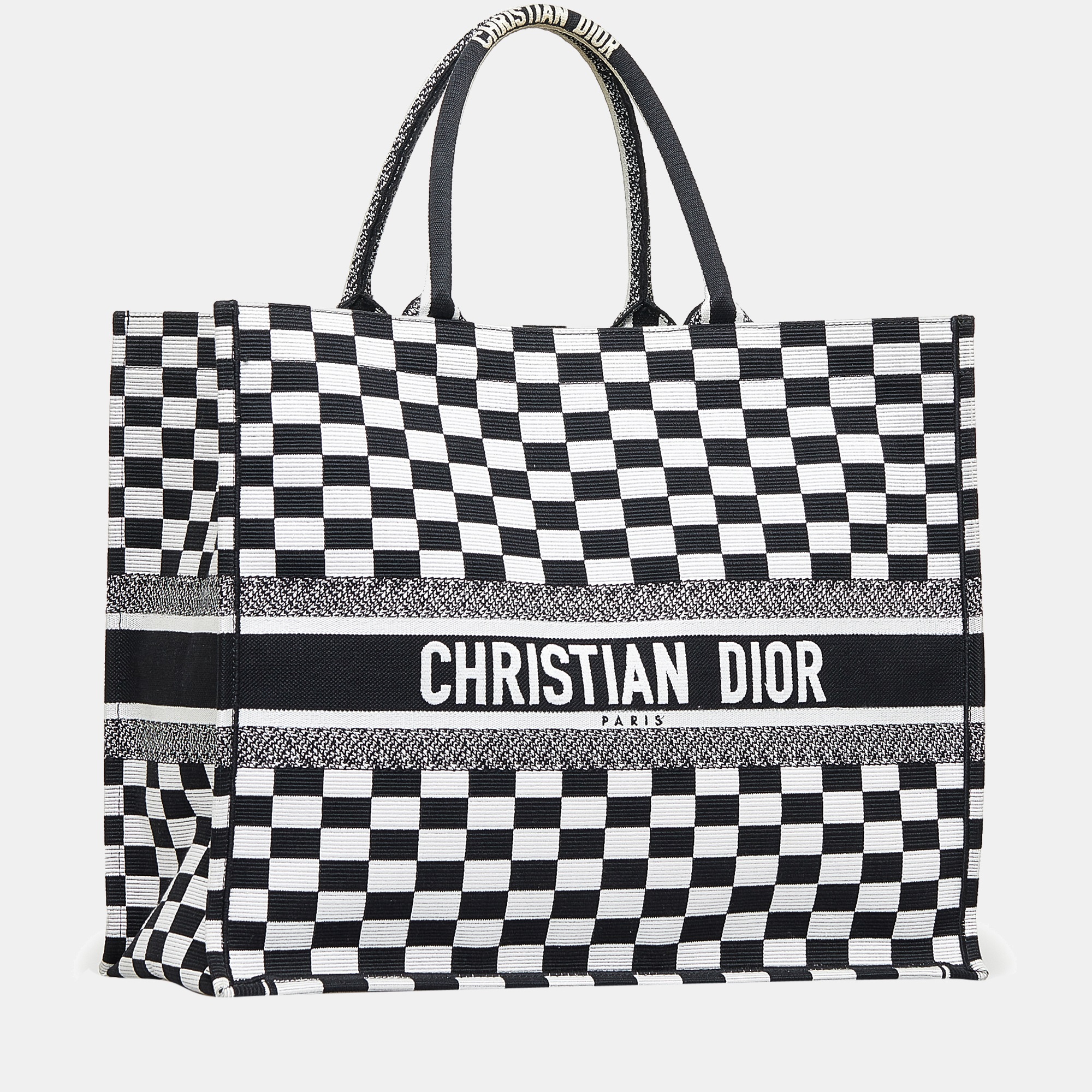 

Dior Black/White Checkered Book Tote