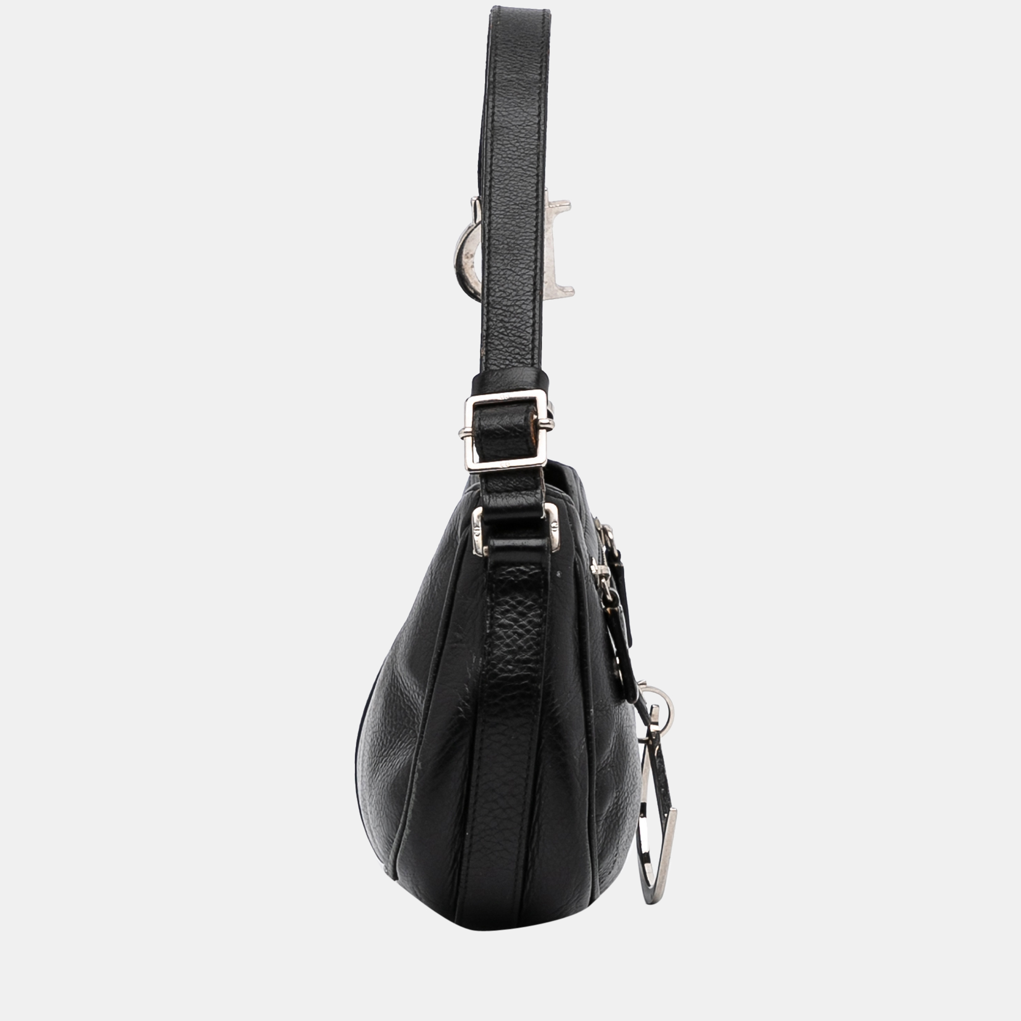 

Dior Black Leather Logo Charm Shoulder Bag