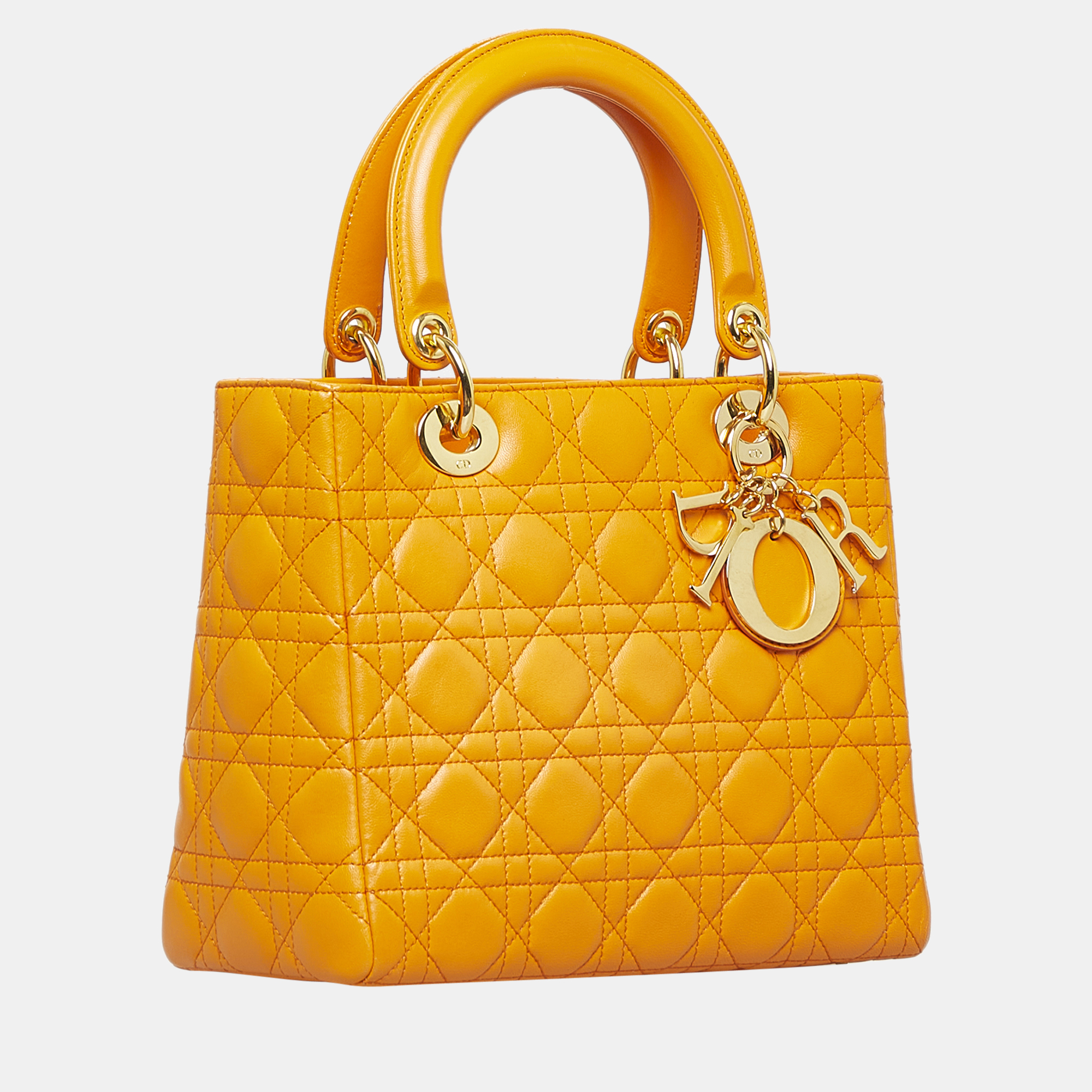 

Dior Orange Medium Cannage Lady Dior
