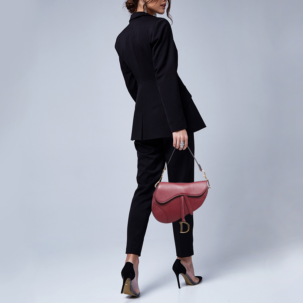 

Dior Red Leather Saddle Bag