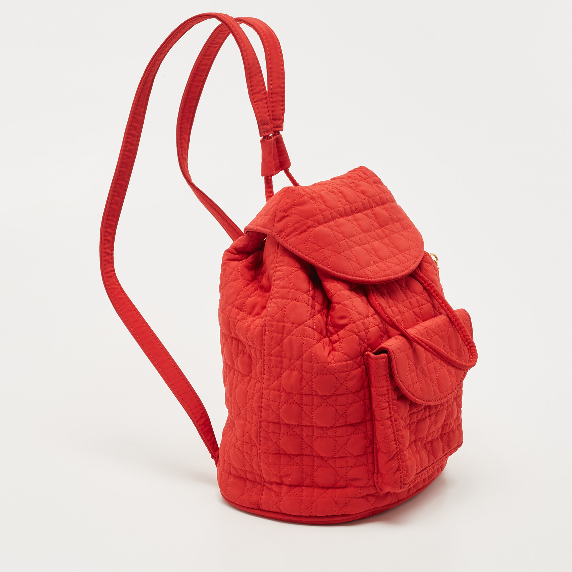 

Dior Red Cannage Nylon Mini Drawstring Backpack