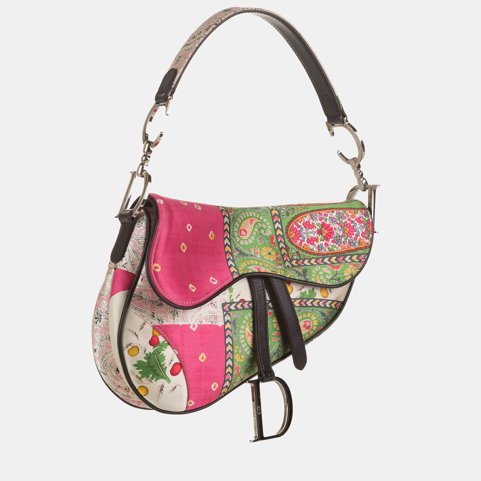 

Dior Multi Patchwork Satin Saddle, Multicolor