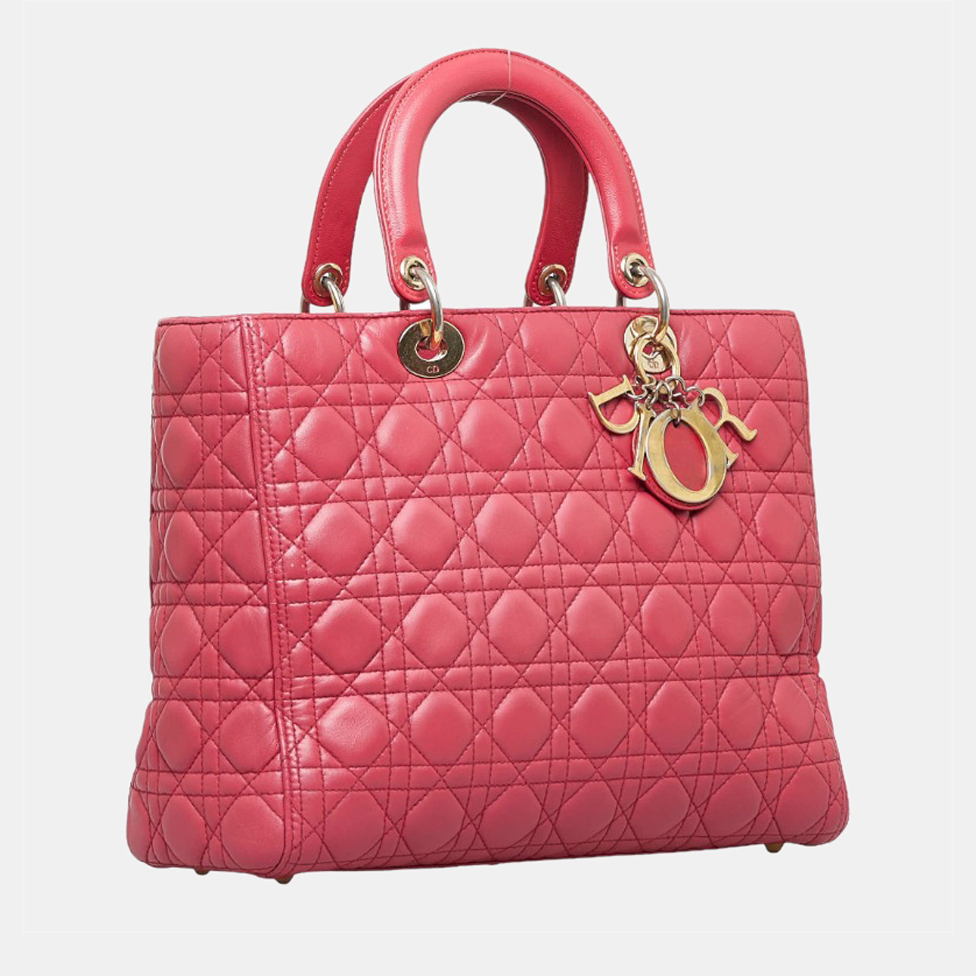 

Dior Pink Cannage Leather Large Lady Dior Handbag