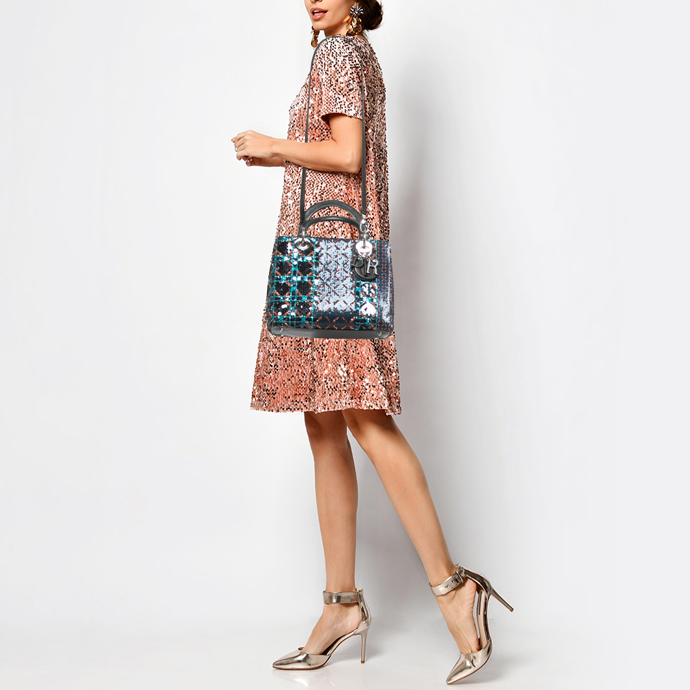 

Dior Multicolor Cannage Sequins and Leather  Lady Dior Tote