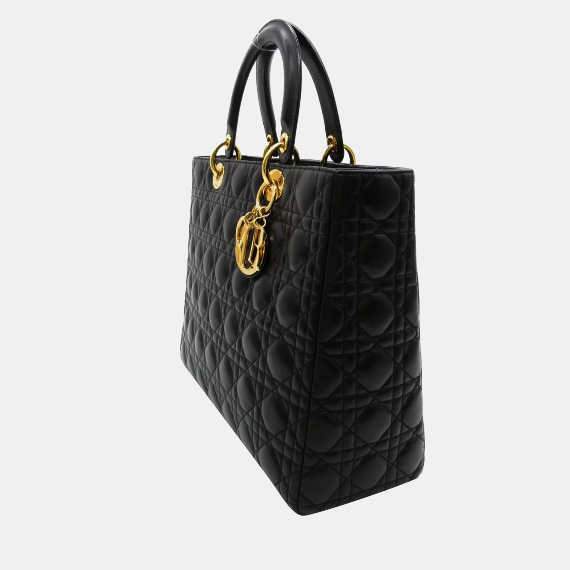 

Dior Black Cannage Leather Large Lady Dior Handbag