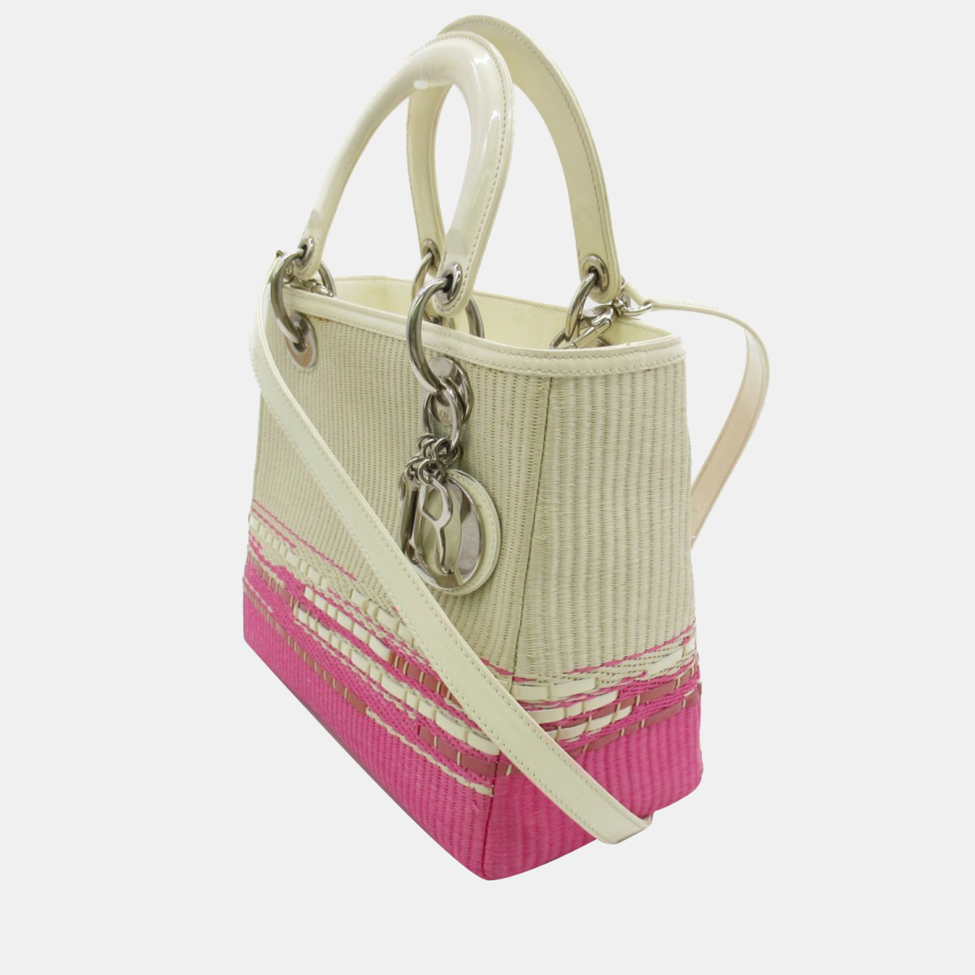 

Dior Pink Raffia Lady Dior Tote Bag