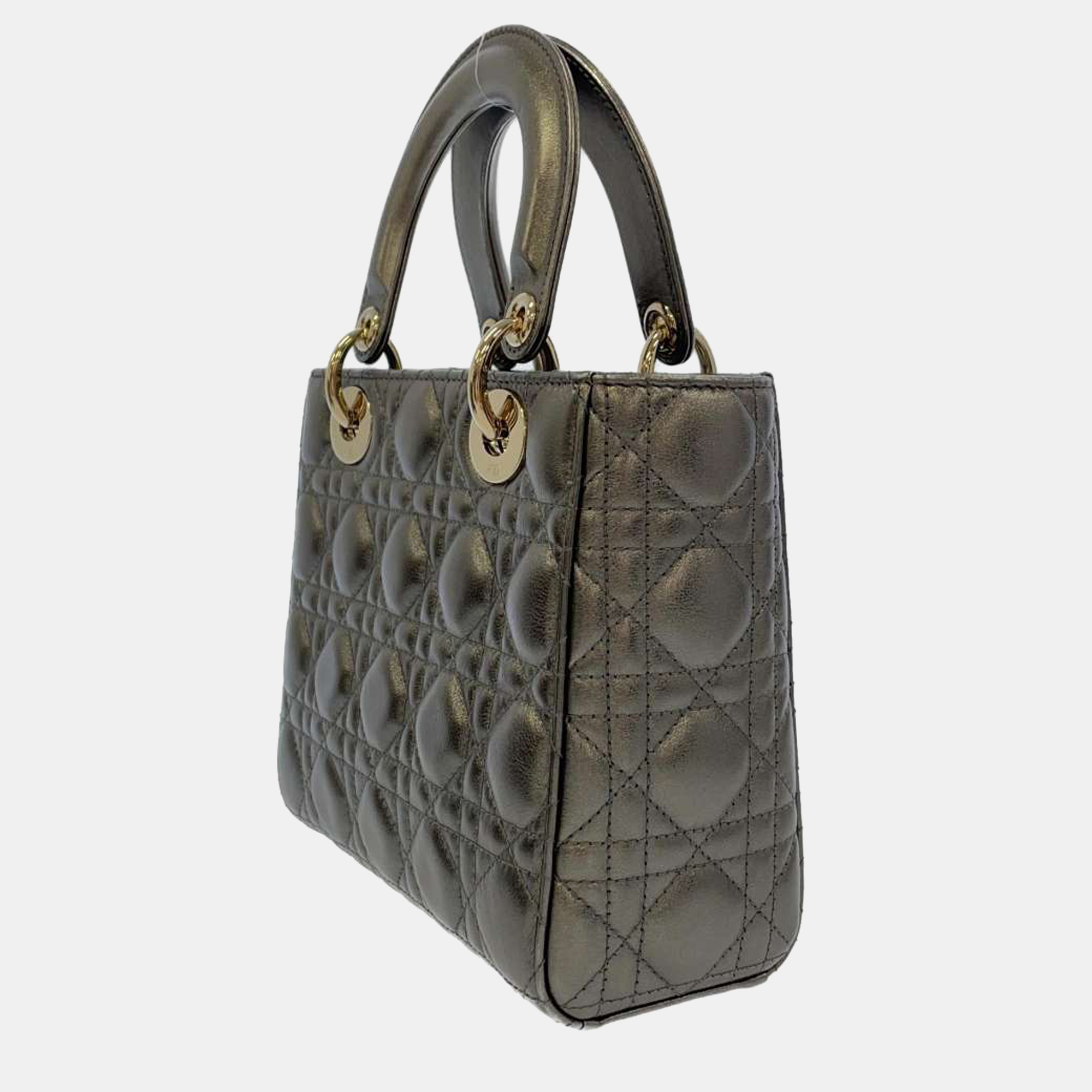 

Dior Metallic Silver Leather  Lady Dior My ABCDior Tote Bag