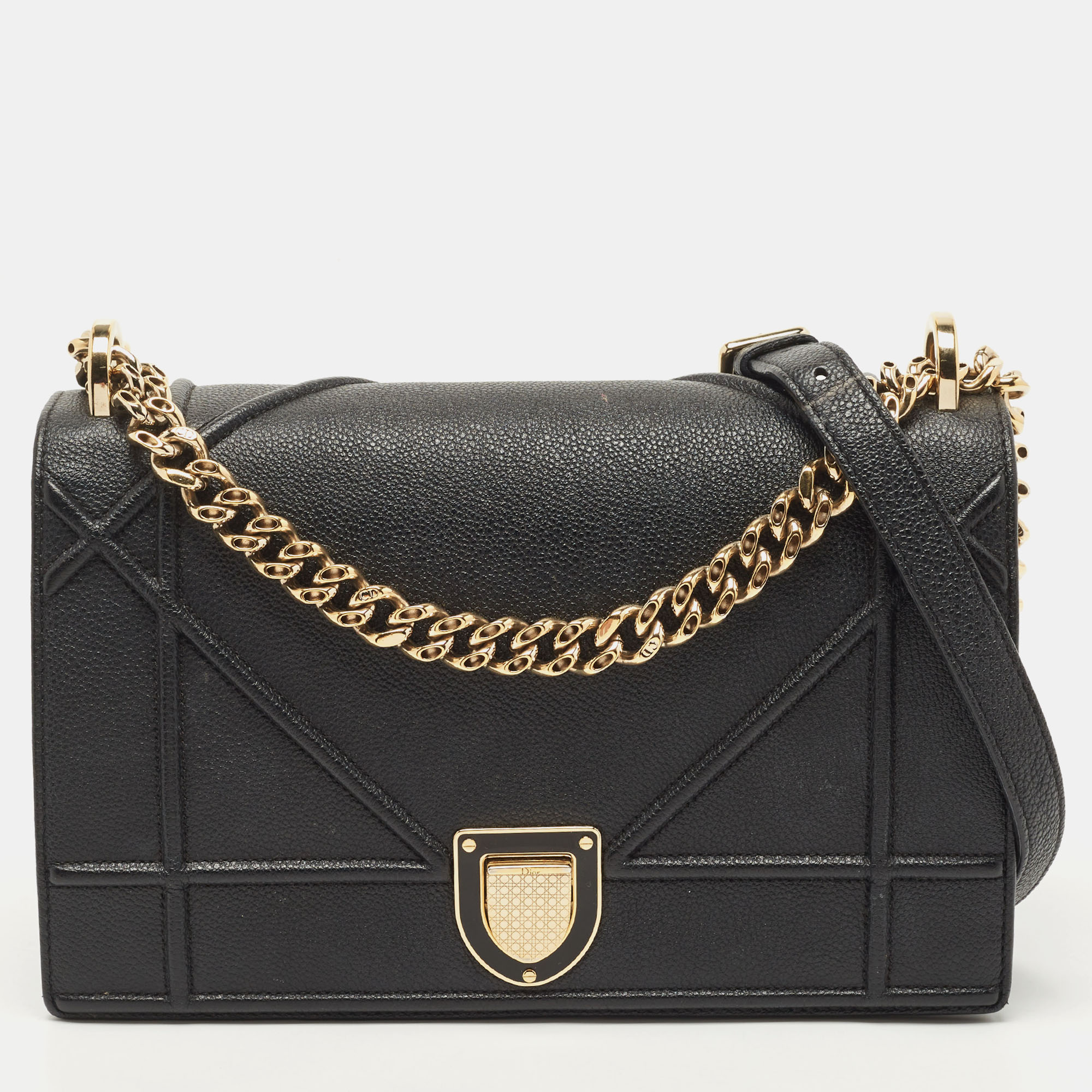 Dior Black Leather Medium Diorama Flap Shoulder Bag