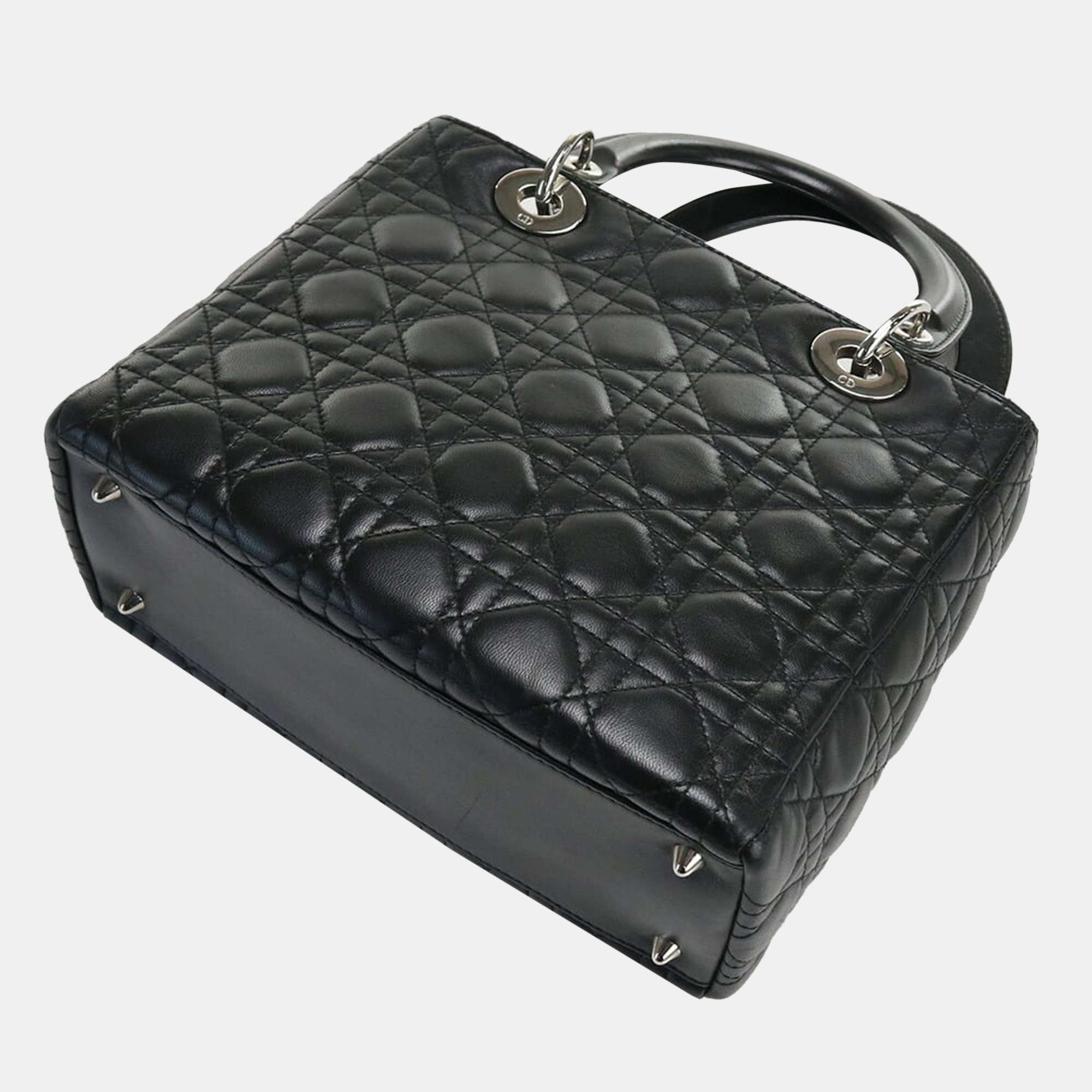 

Dior Black Leather Medium Lady Dior Tote Bag
