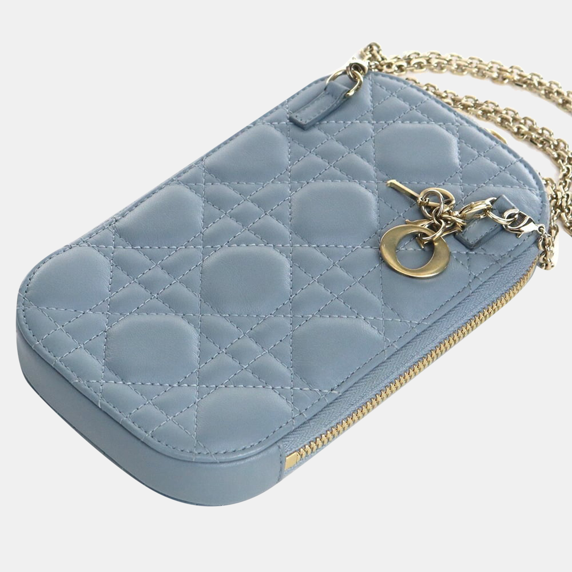 

Dior Blue Cannage Leather Phone Holder Shoulder Bag
