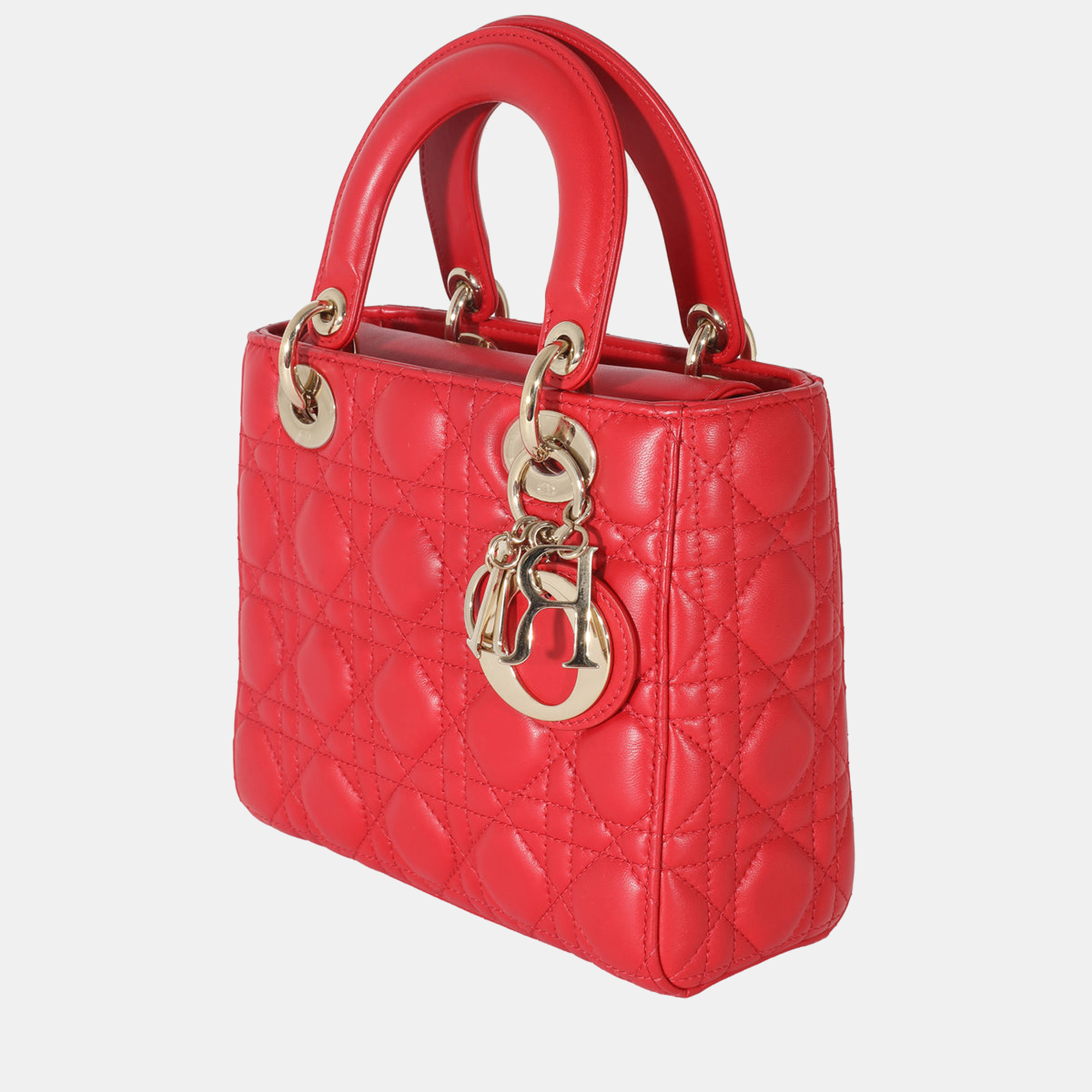 

Christian Dior Red Cannage Lambskin Lucky Badges Small My Lady Dior Bag
